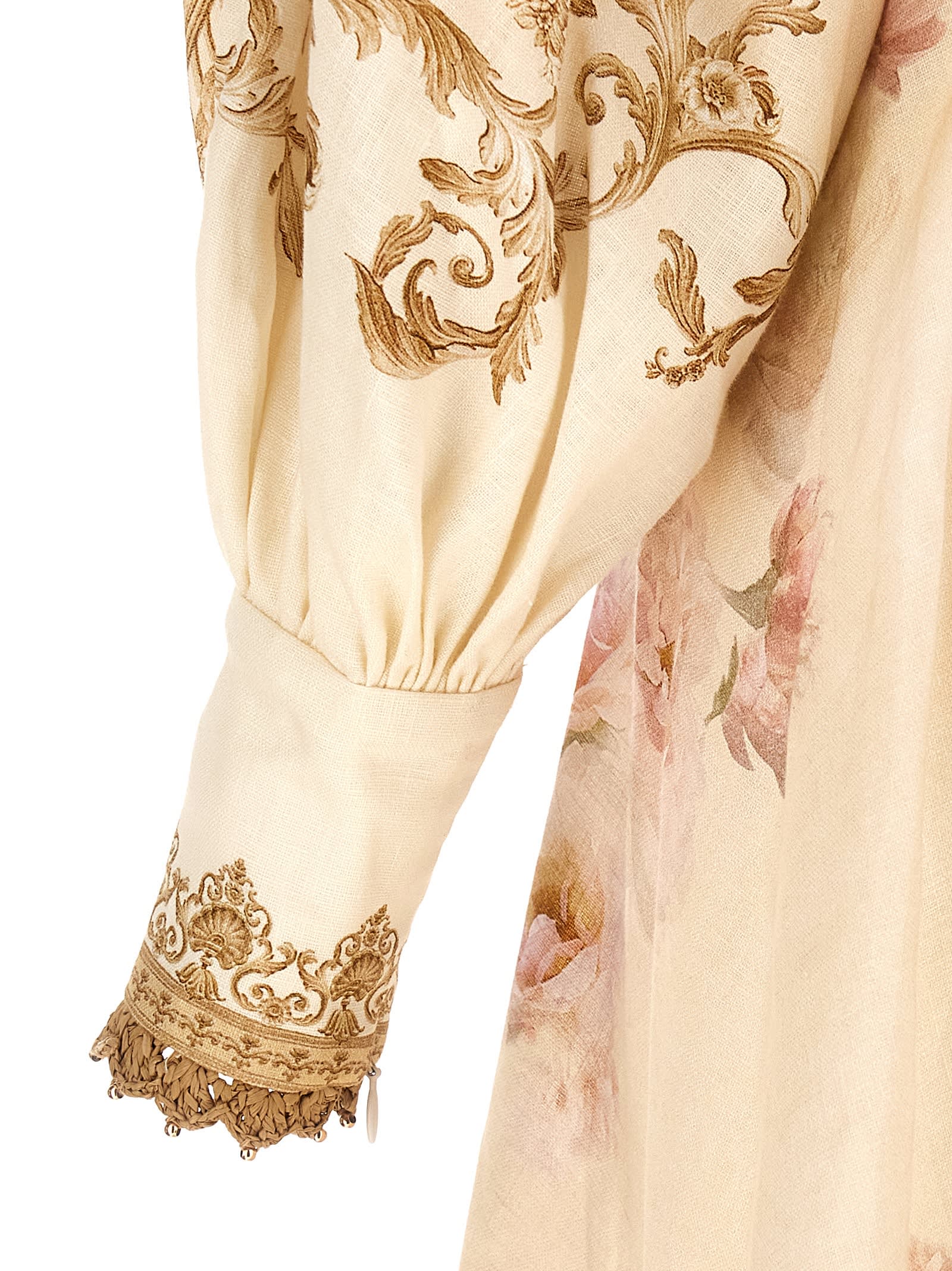 Zimmermann Hypnotic Buttoned Midi Dress In Gold