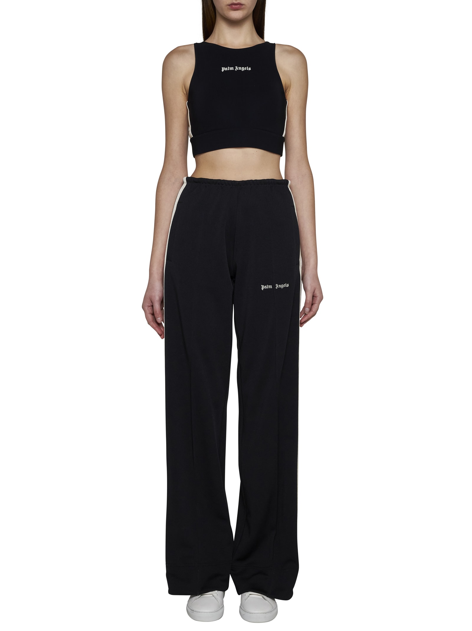 Shop Palm Angels Pants In Black Off White