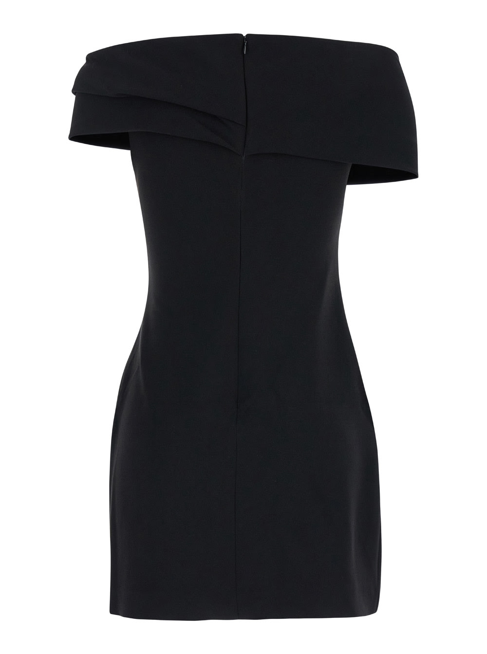 Shop Solace London Neve Black Off-shoulder Mini Dress With Bardot Neckline In Tech Fabric Woman