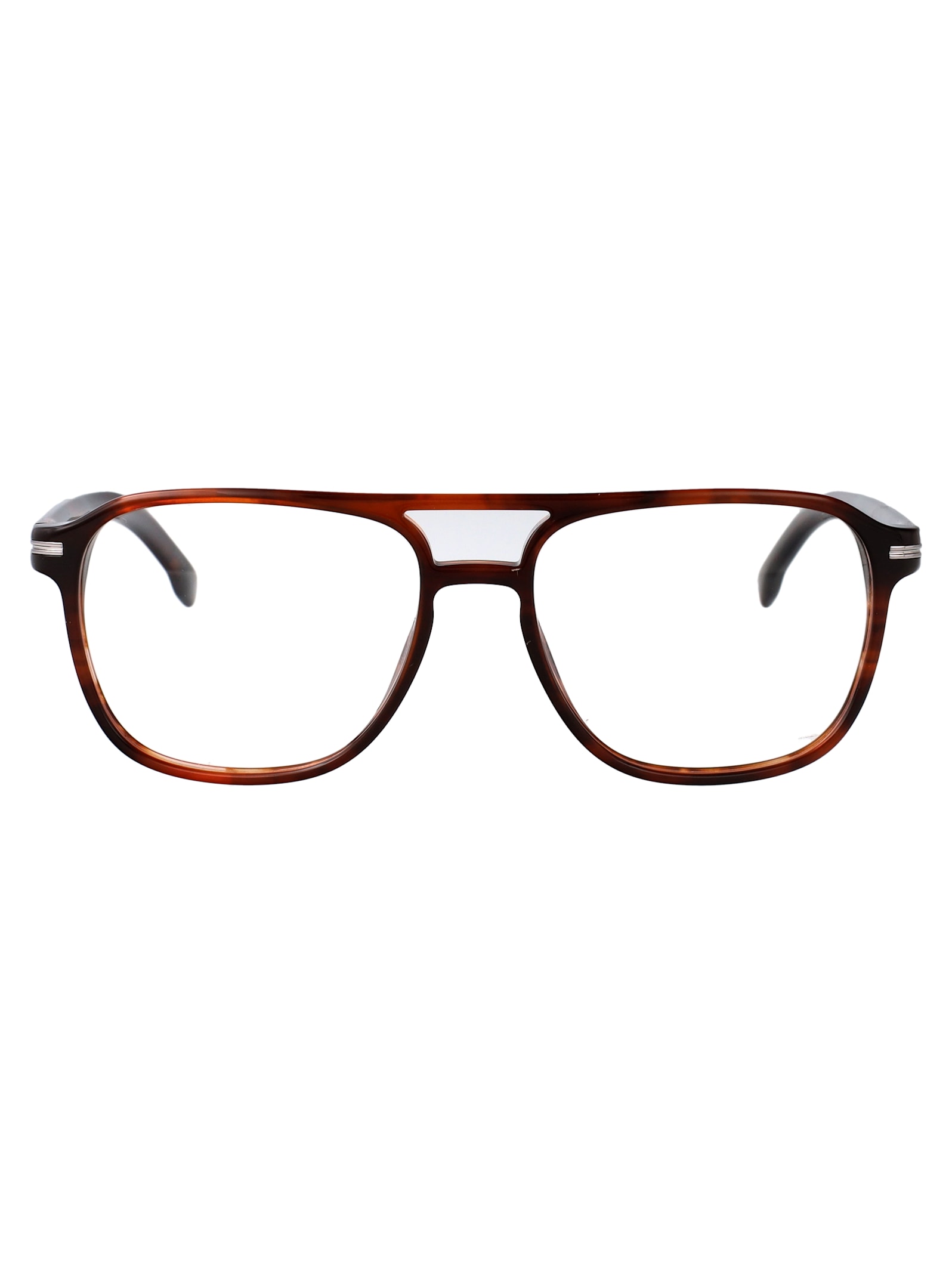 Hugo Boss Boss Brown Horn Acetate Glasses In Brown