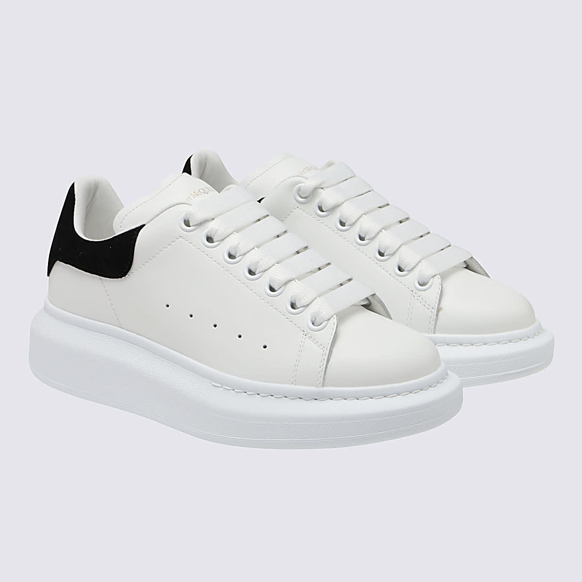 Shop Alexander Mcqueen White And Black Leather Oversized Sneakers