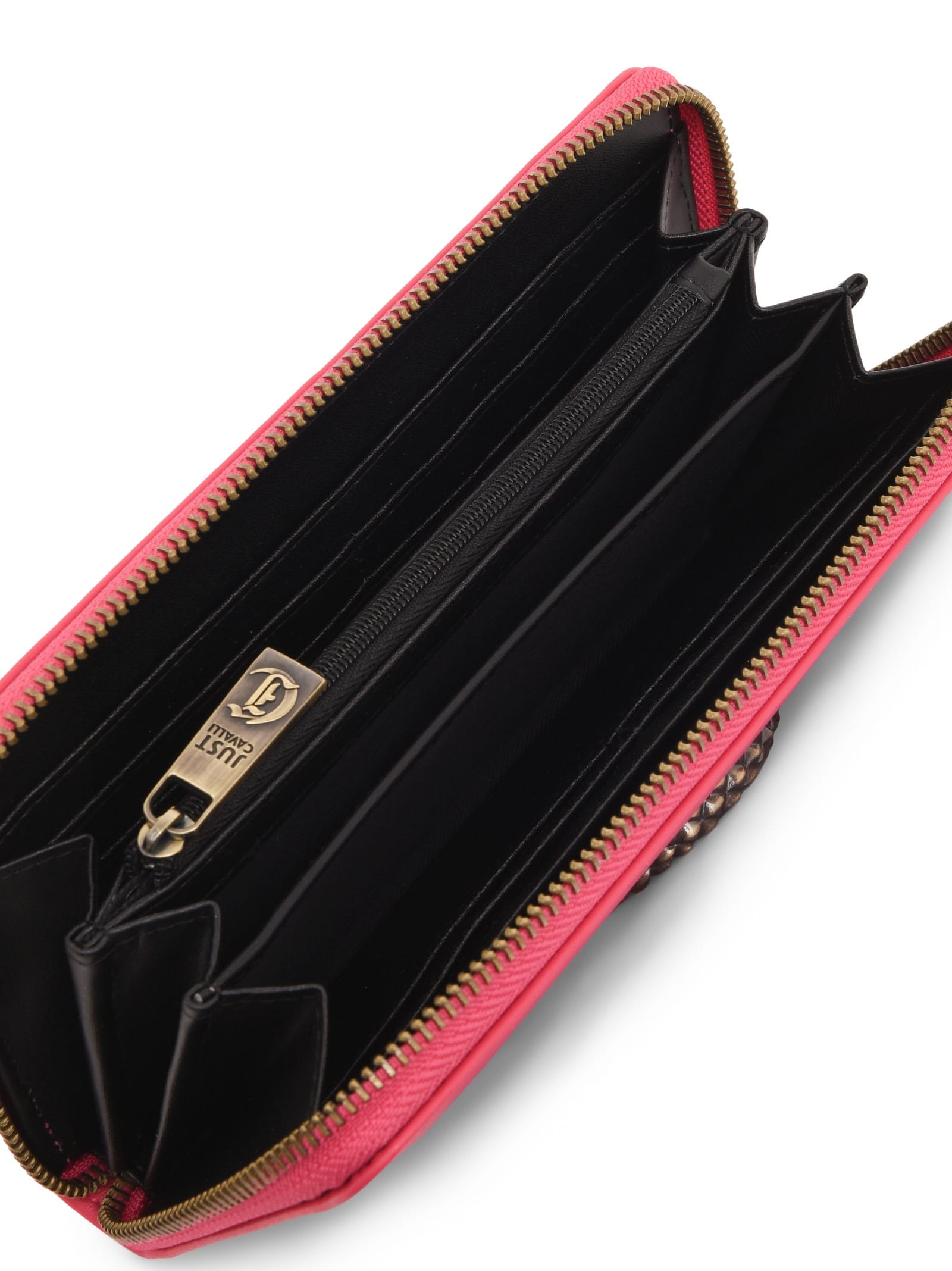 Just Cavalli Metallic-snake Wallet In Pink
