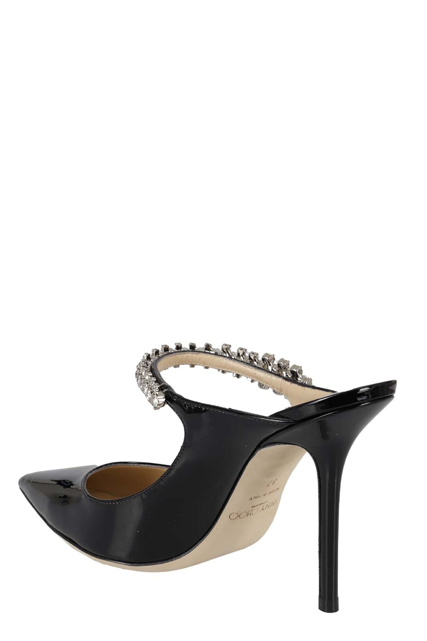 Jimmy Choo Bing 100 Crystal-embellished Patent-leather Mules In Black