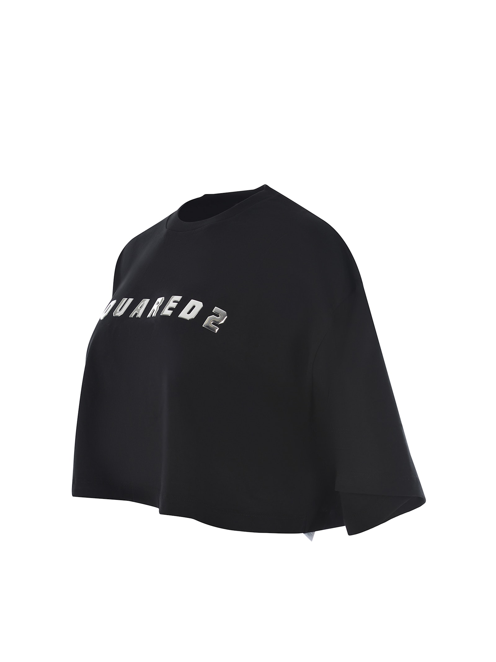 Shop Dsquared2 T-shirt Crop  Made Of Cotton Jersey In Black