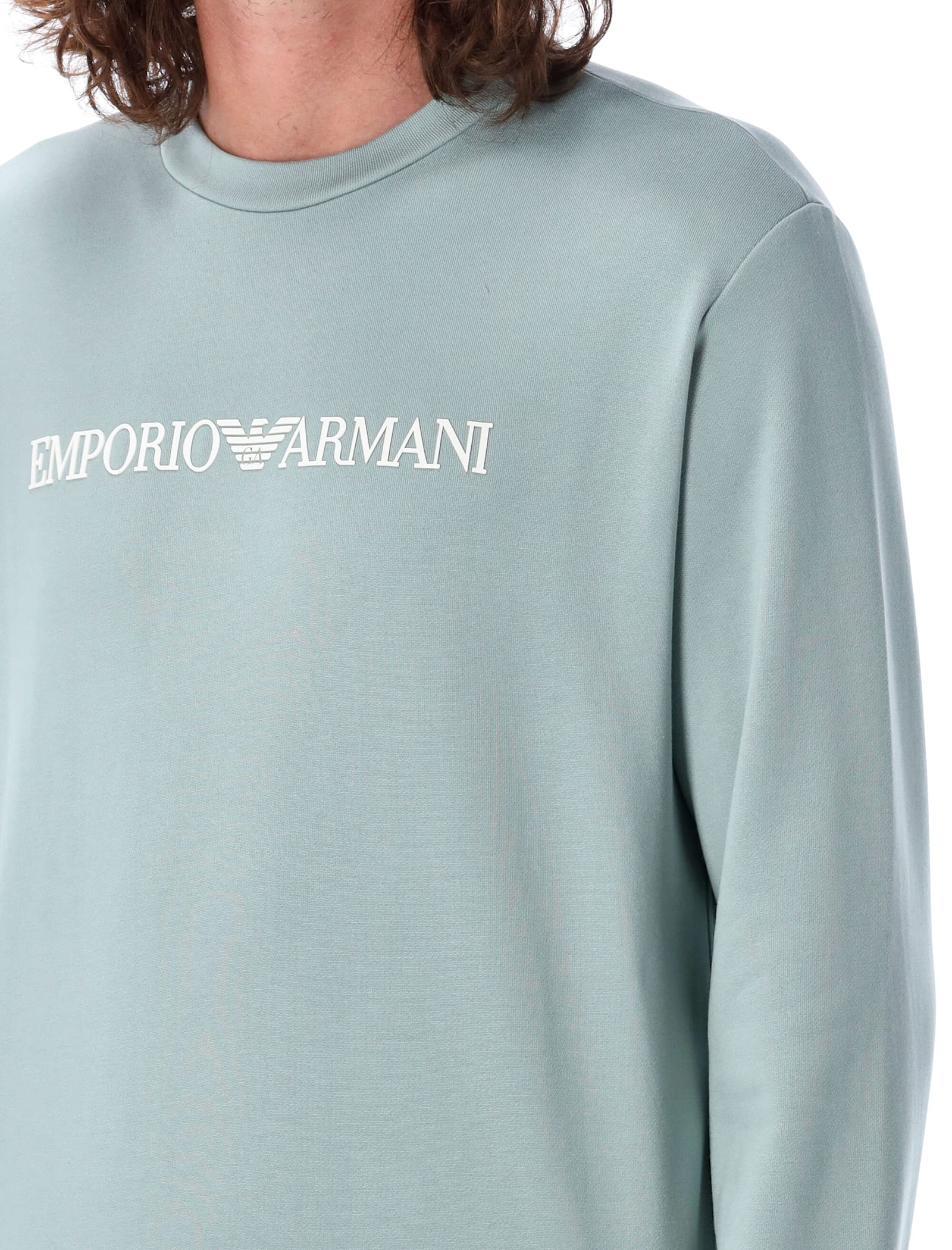 Shop Emporio Armani Logo Sweatshirt In Silverb Logo