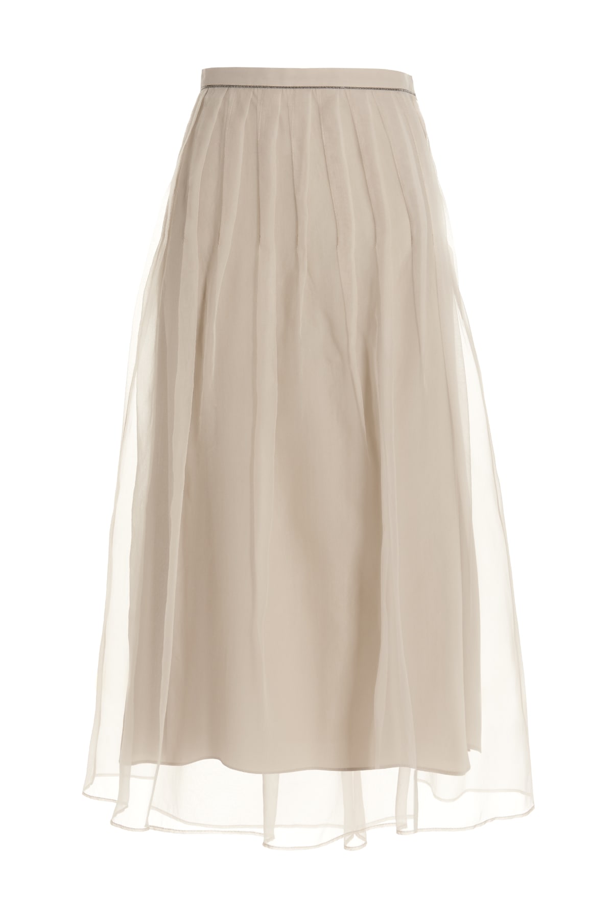 Brunello Cucinelli Monile Detail Silk Skirt In Cream