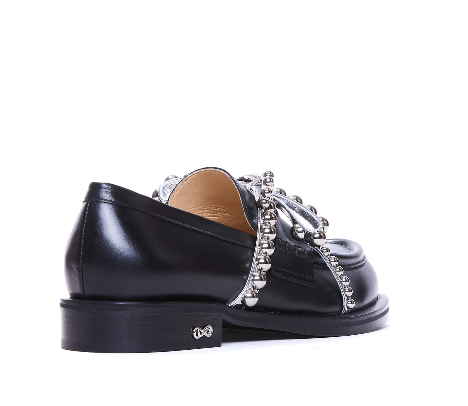 Shop Mach &amp; Mach Crystal Studs Loafers In Black