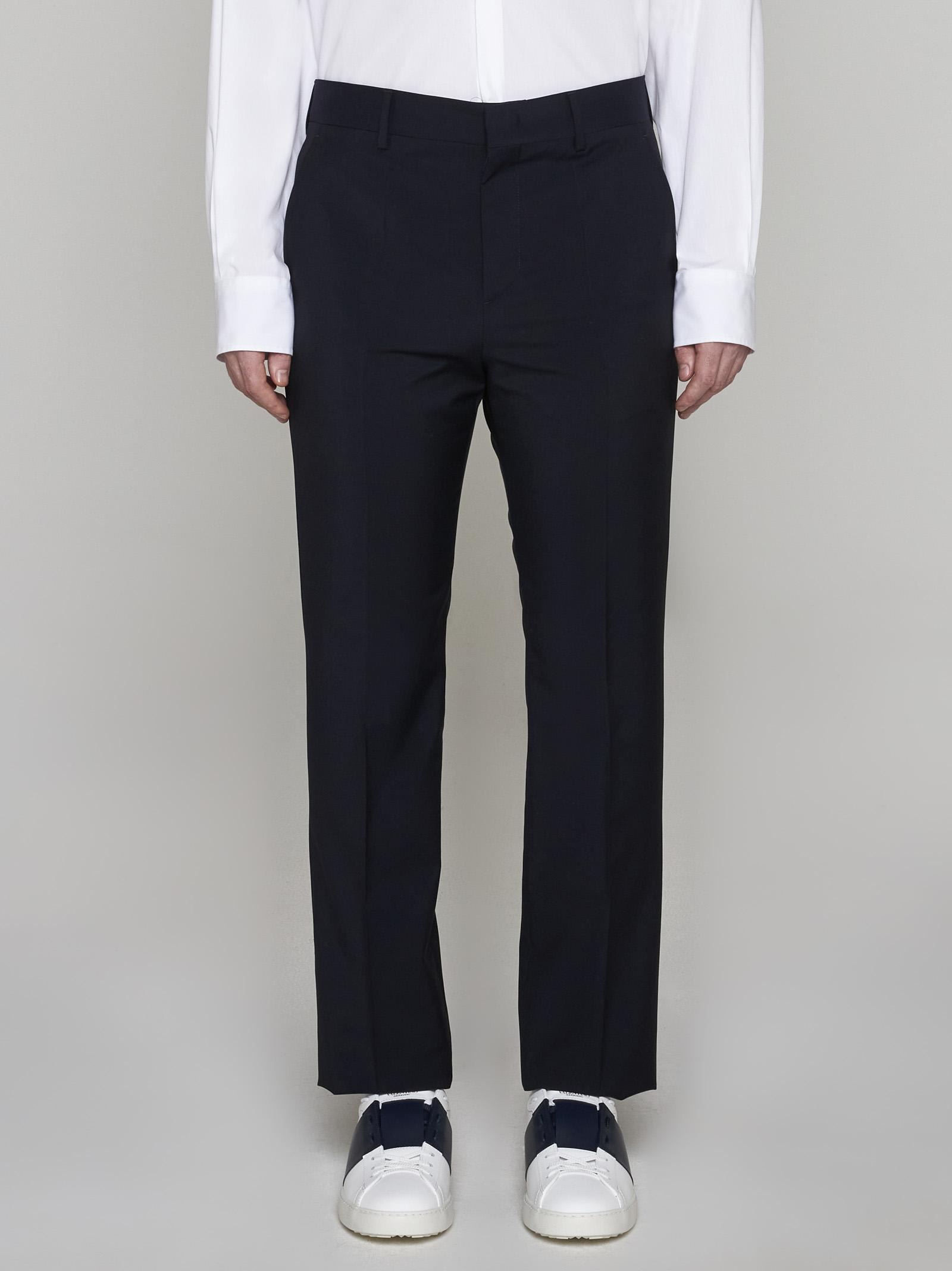 Valentino Wool Trousers In Navy