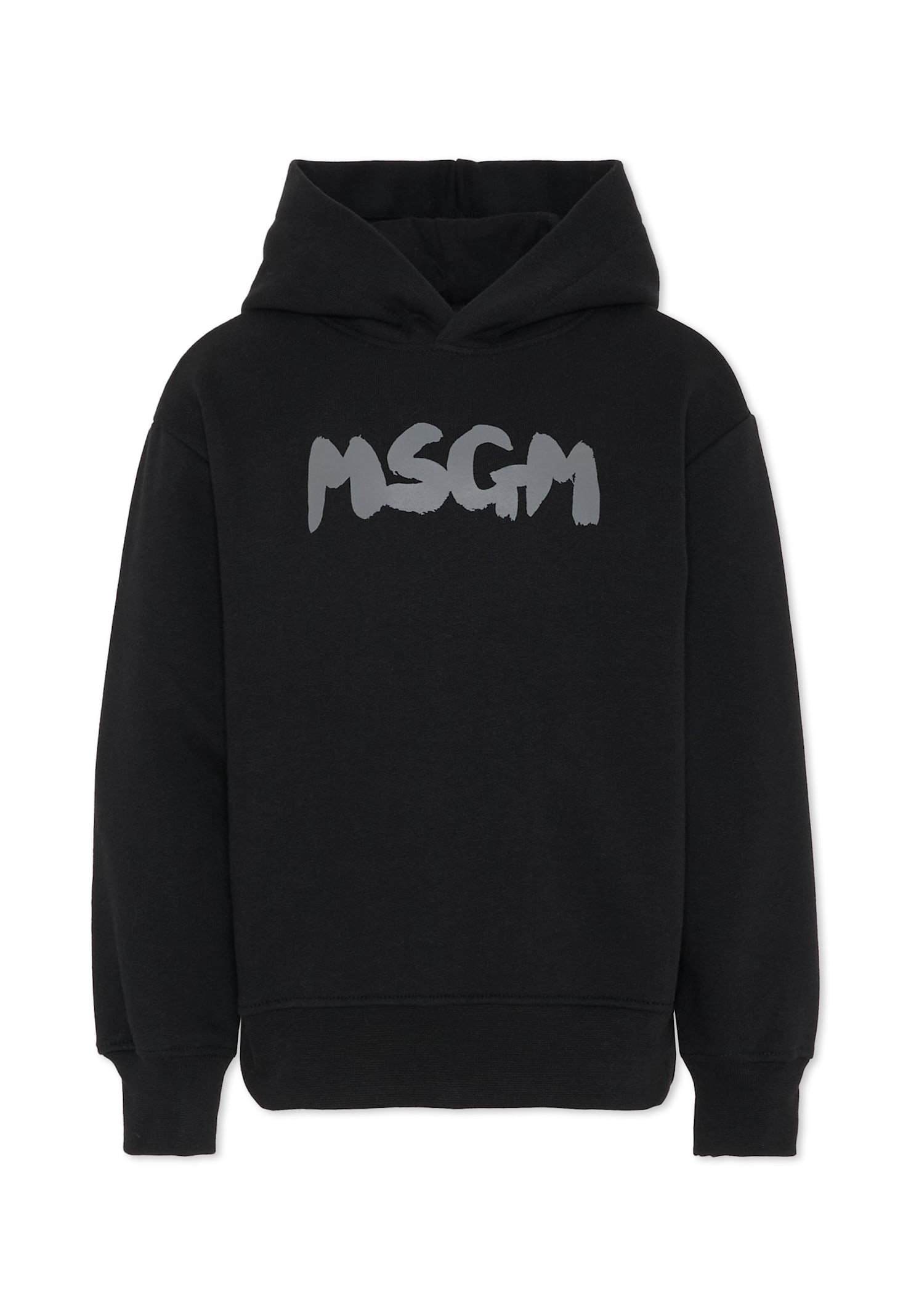 Msgm Black Sweatshirt For Kids With Logo In Black