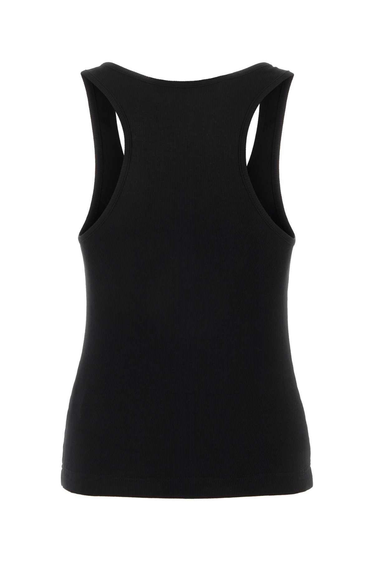Palm Angels Black Cotton Stretch Tank Top In Blackoff