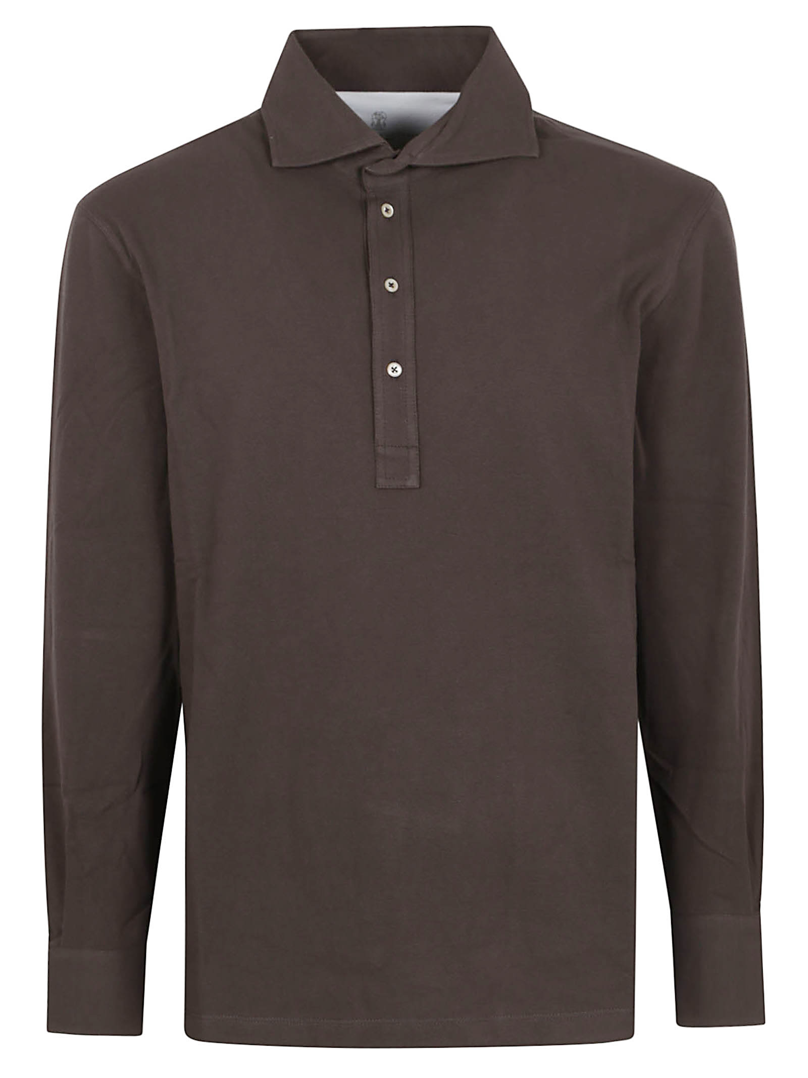 Brunello Cucinelli Short Sleeve Polo Shirt In Brown