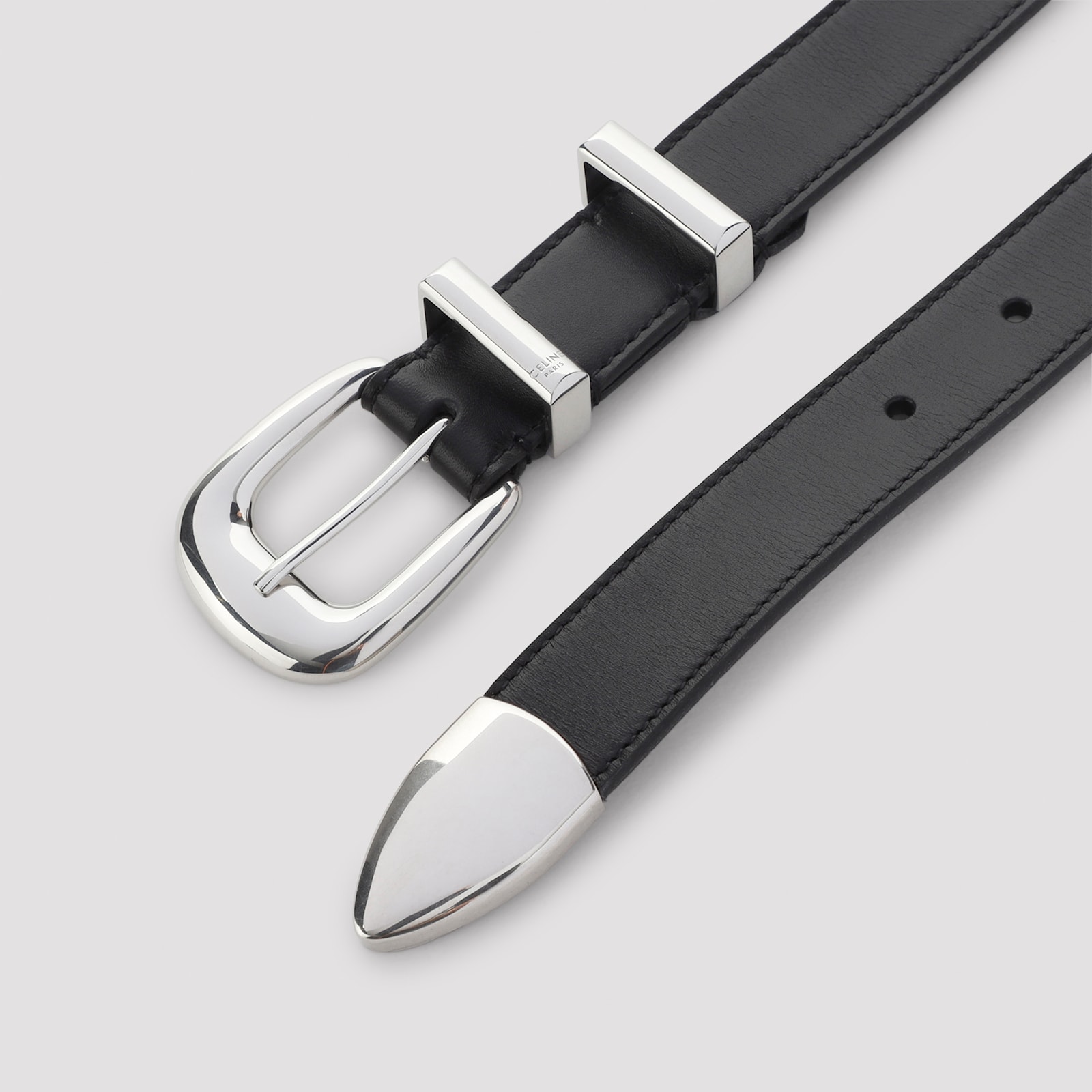 Celine Adjustable Smooth Finish 25mm Belt In Black