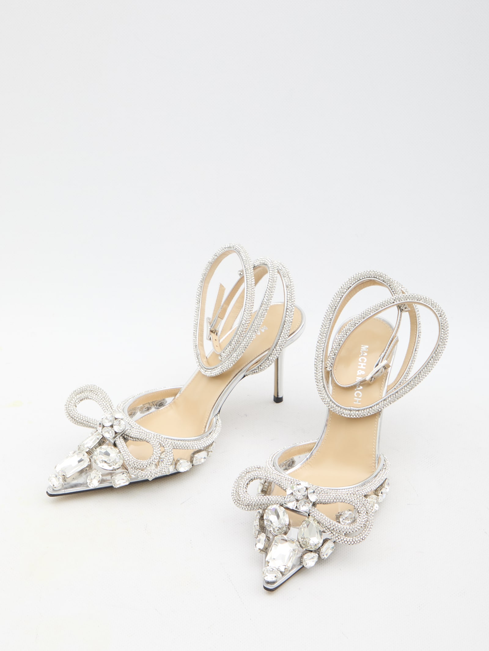 Shop Mach &amp; Mach Double Bow High Heels In Silver