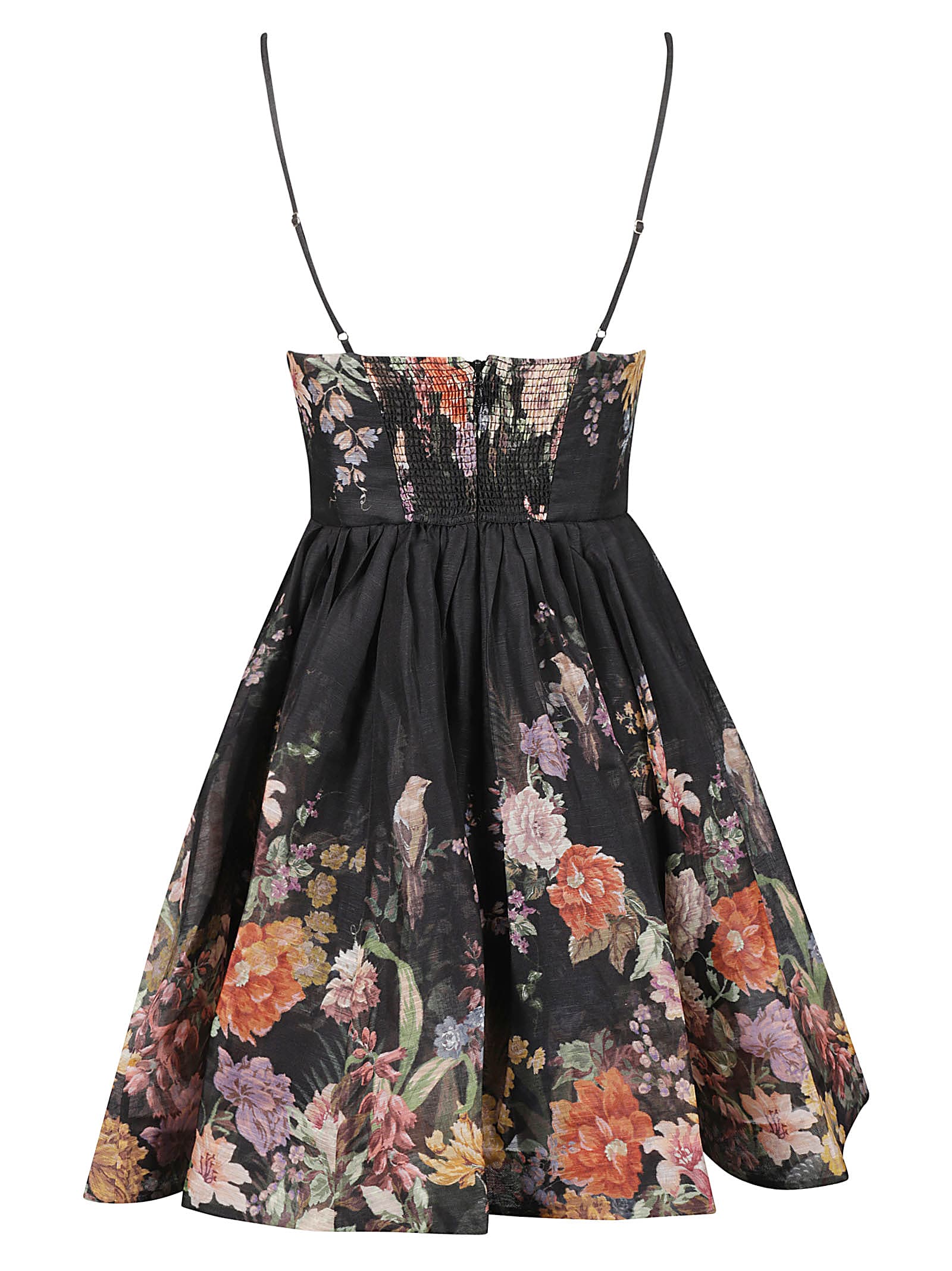 Shop Zimmermann Floral Print V-neck Flared Dress In Black