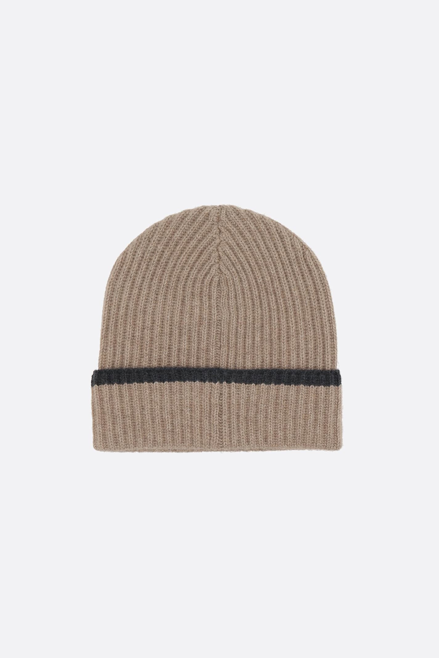 Brunello Cucinelli Cashmere Beanie With Monile In Brown