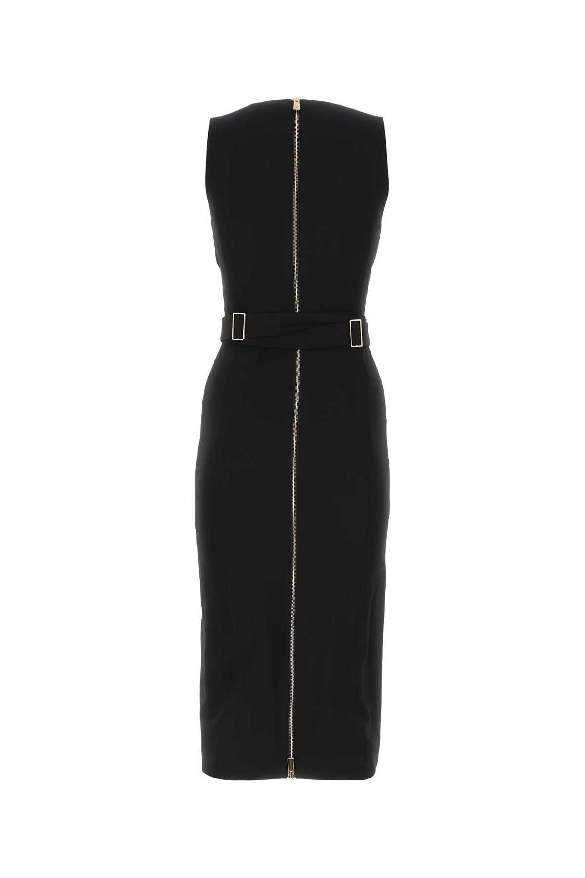 Versace Black Crepe Dress In Nero