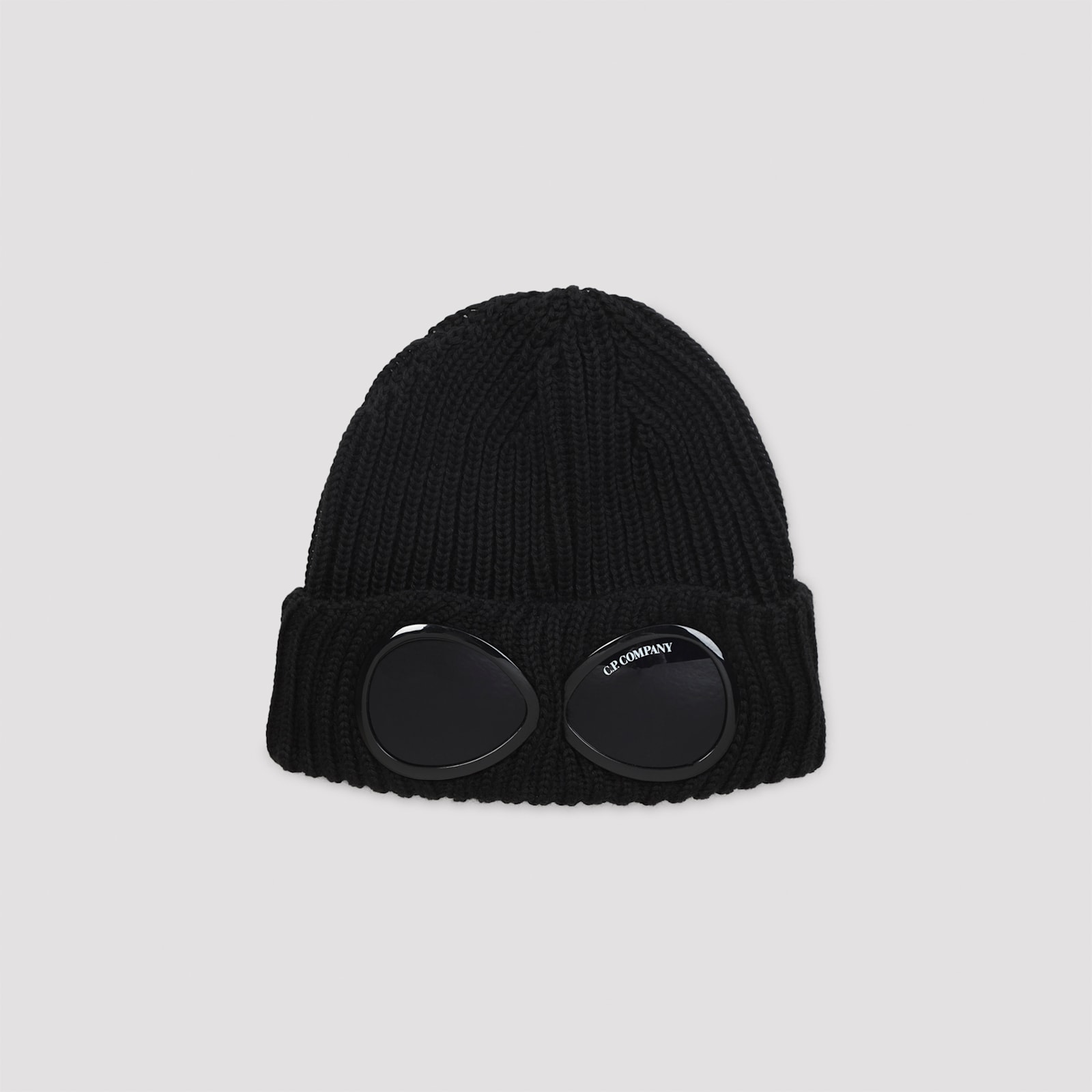 C.p. Company Black Lenses Textured Beanie Hat In Blue