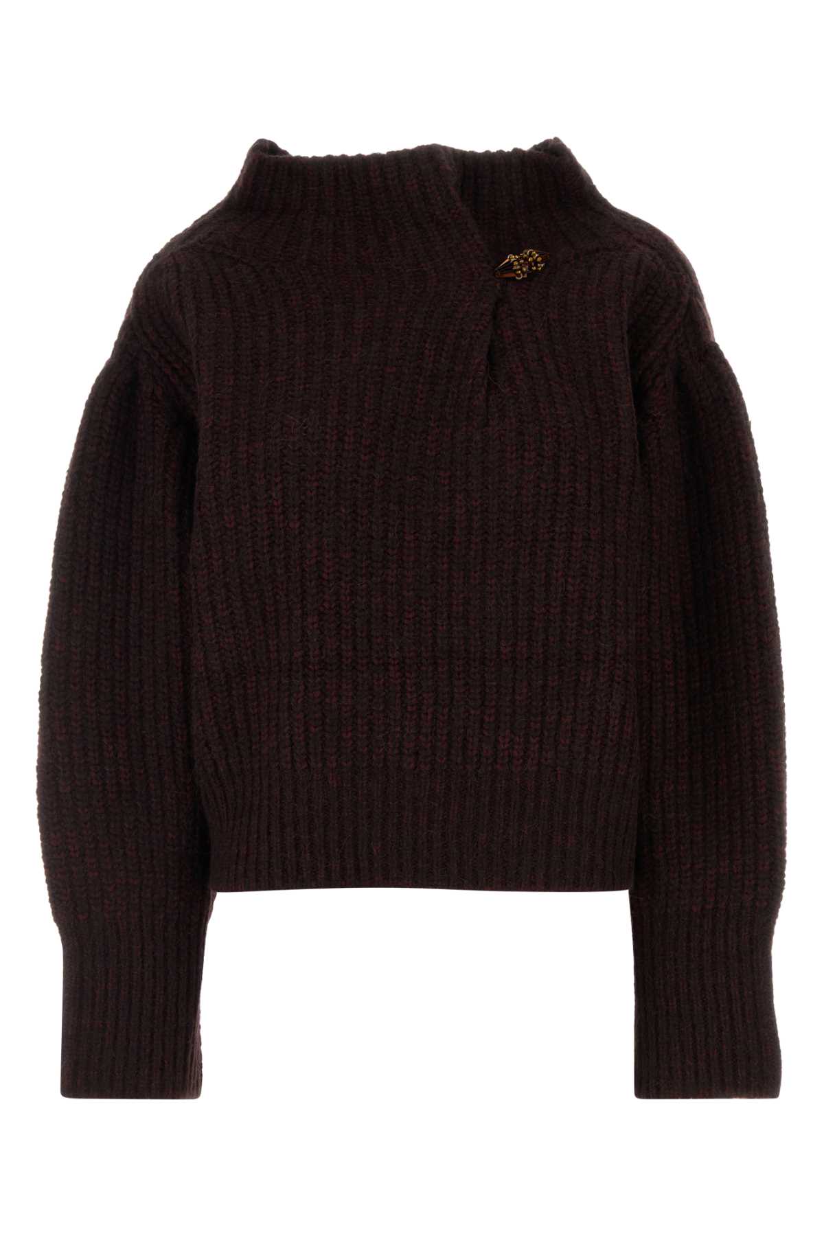 Dries Van Noten Two-tone Wool Blend Teubina Oversize Sweater In Burgundy