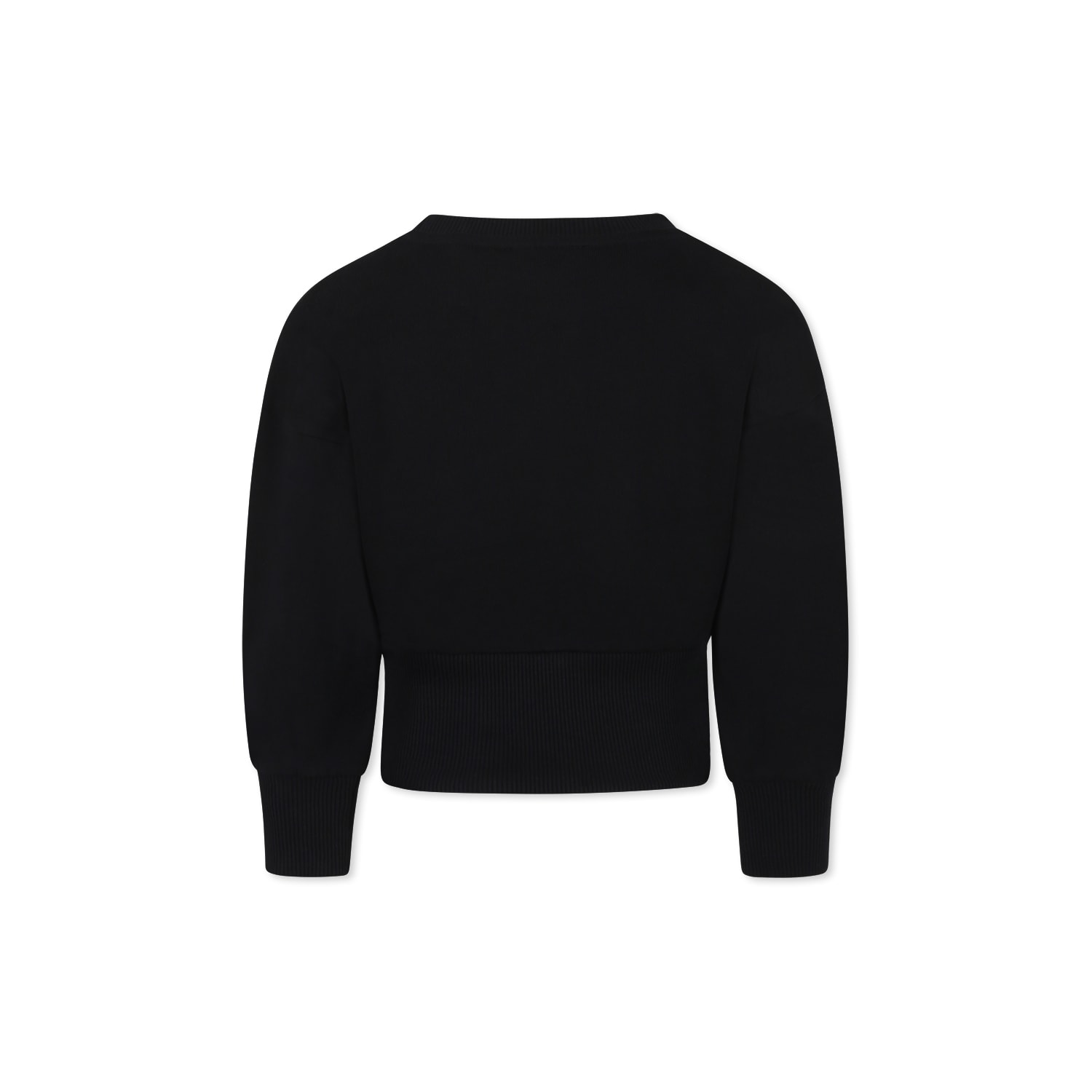 Shop Balmain Black Crop Sweatshirt For Girl With Logo