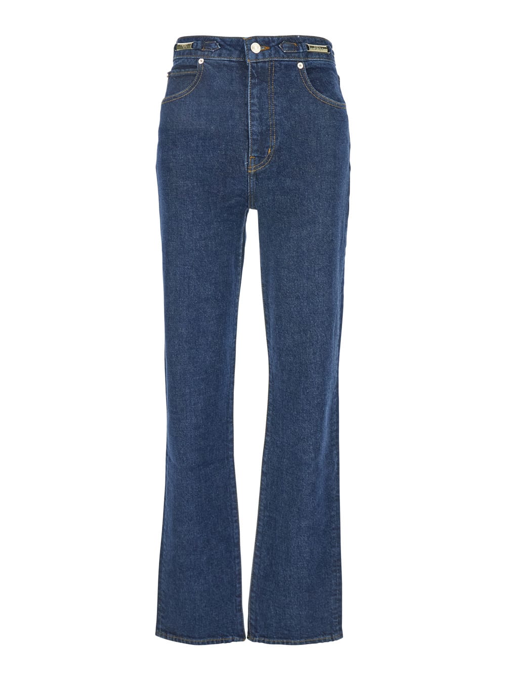 the Ritz Ruler Blue Flared Jeans With Logo Plaque On The Waist And Logo Embroidery On The Rear In Denim Woman