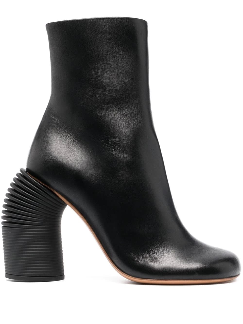 Off-white Off White Black Leather Spring Ankle Boots In Nero