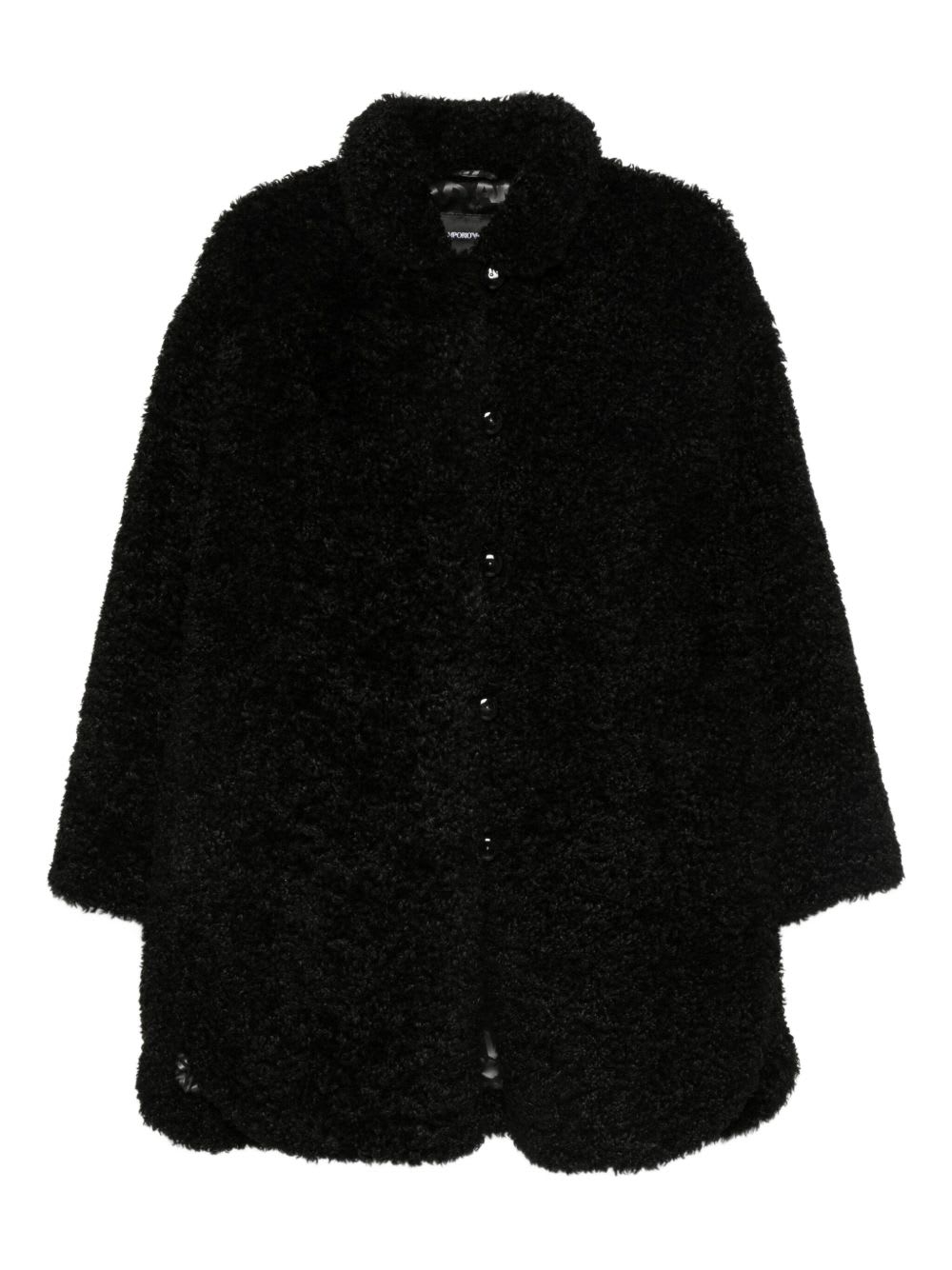 Emporio Armani Teddy Coat In Black