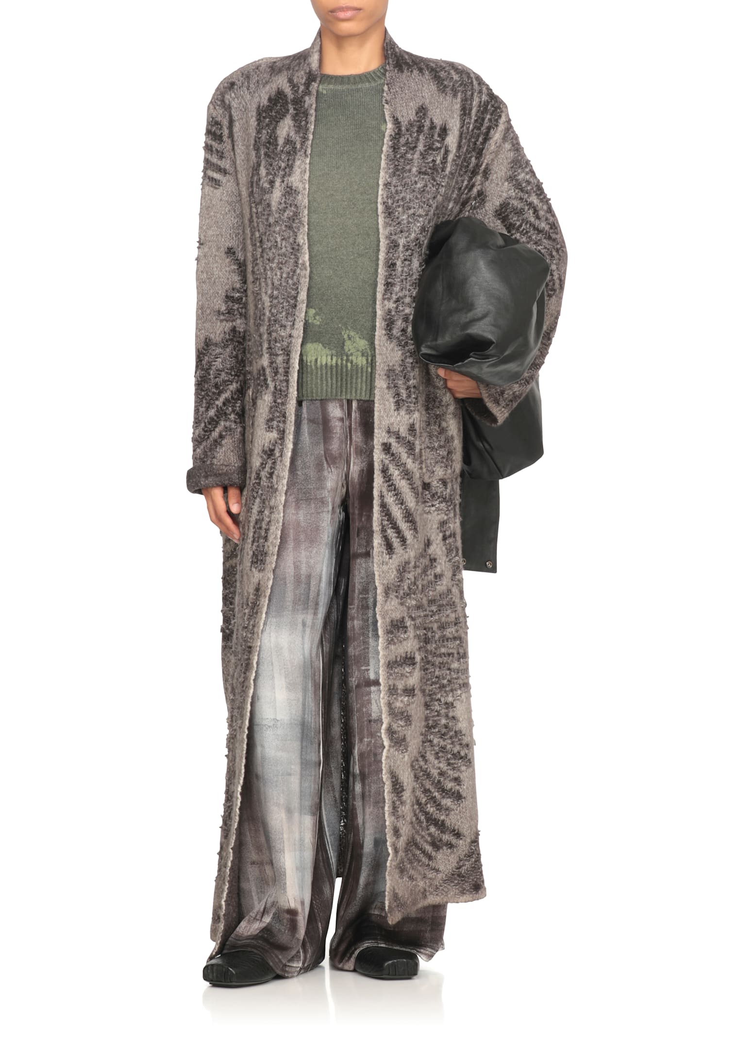 Avant Toi Textured Cashmere Sweater With Artistic Patterns In Green