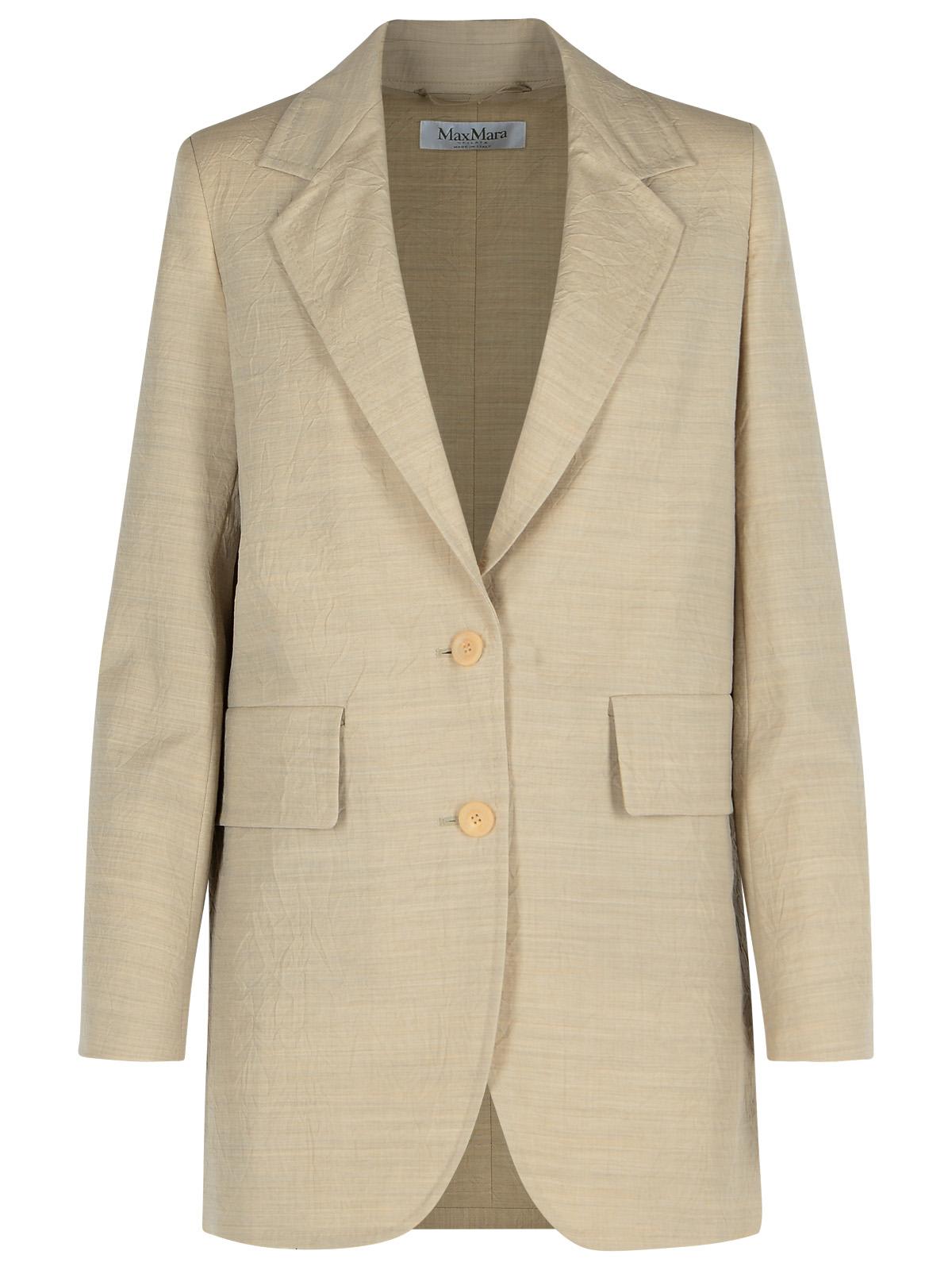 Max Mara Longline Textured Wool Jacket With Rear Vents