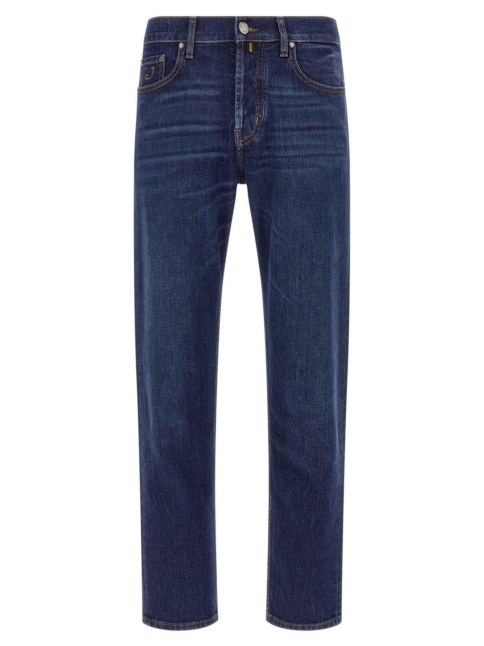 Jacob Cohen Five-pocket Jeans With Belt Loops And Contrast Stitching In Blue