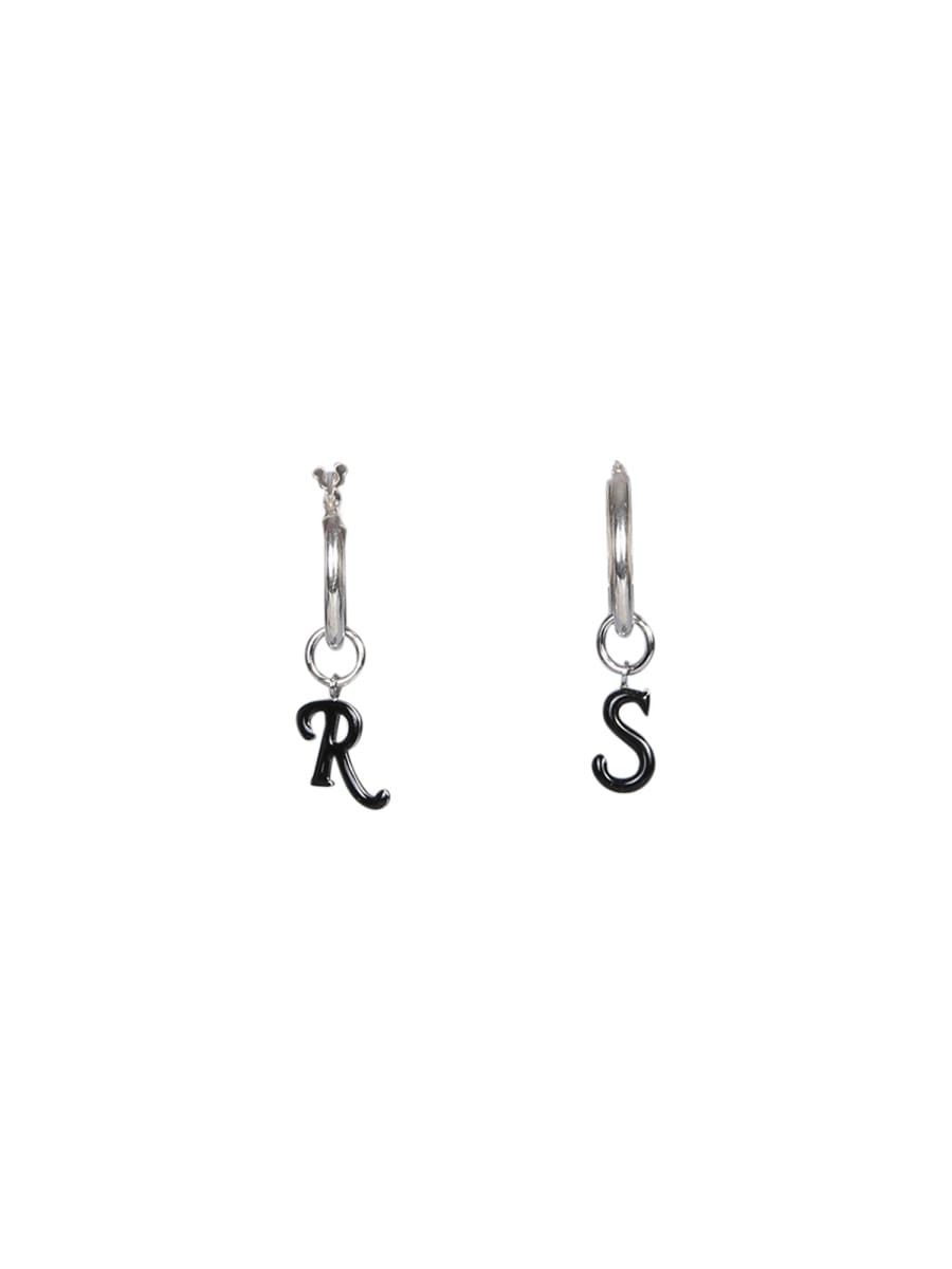 Shop Raf Simons Logo Earrings In Black