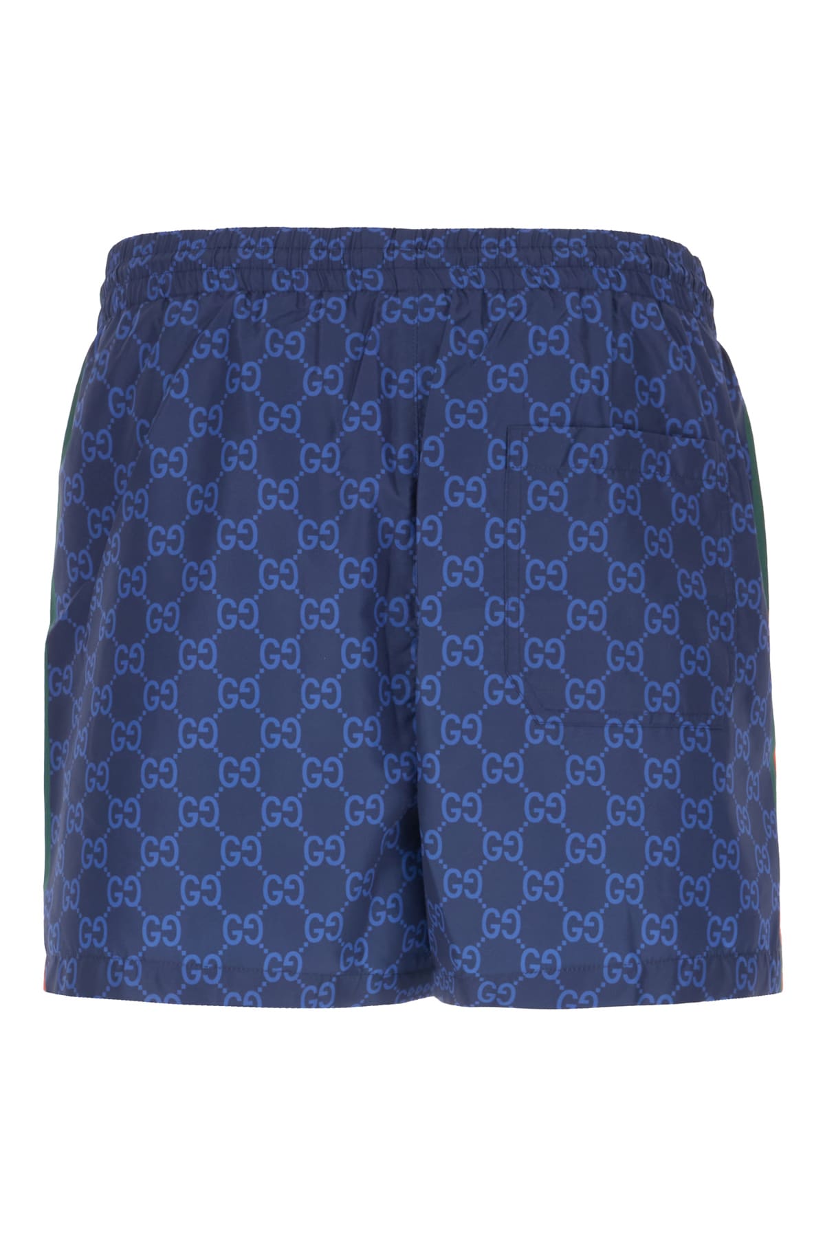 Gucci Men Nylon Swim Shorts With All-over Gg Motif In Blue