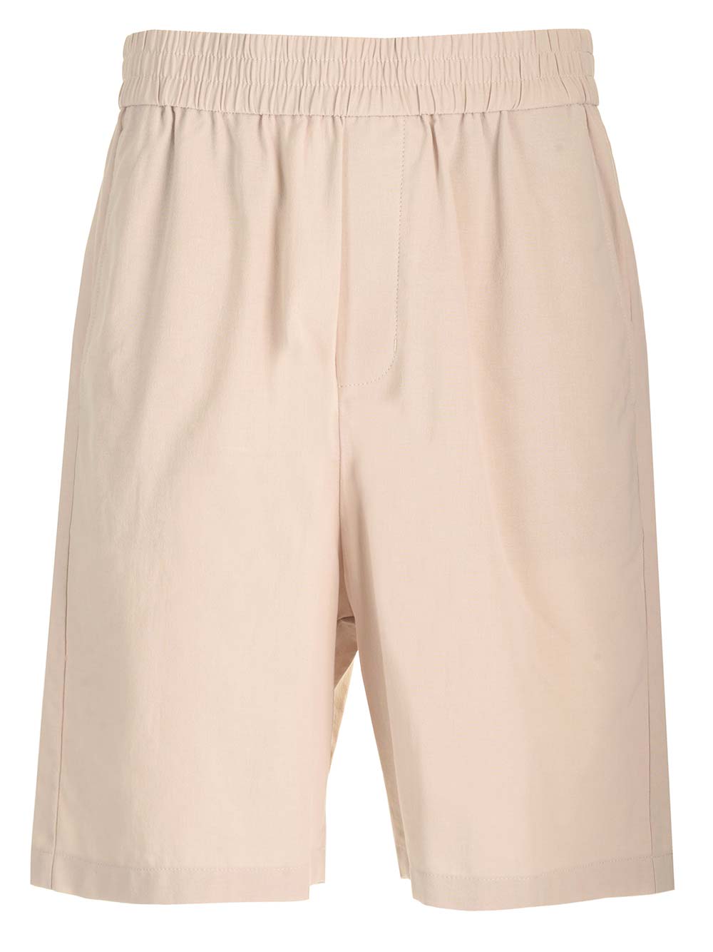 Shop Ami Alexandre Mattiussi Cotton Crepe Bermuda In Beige