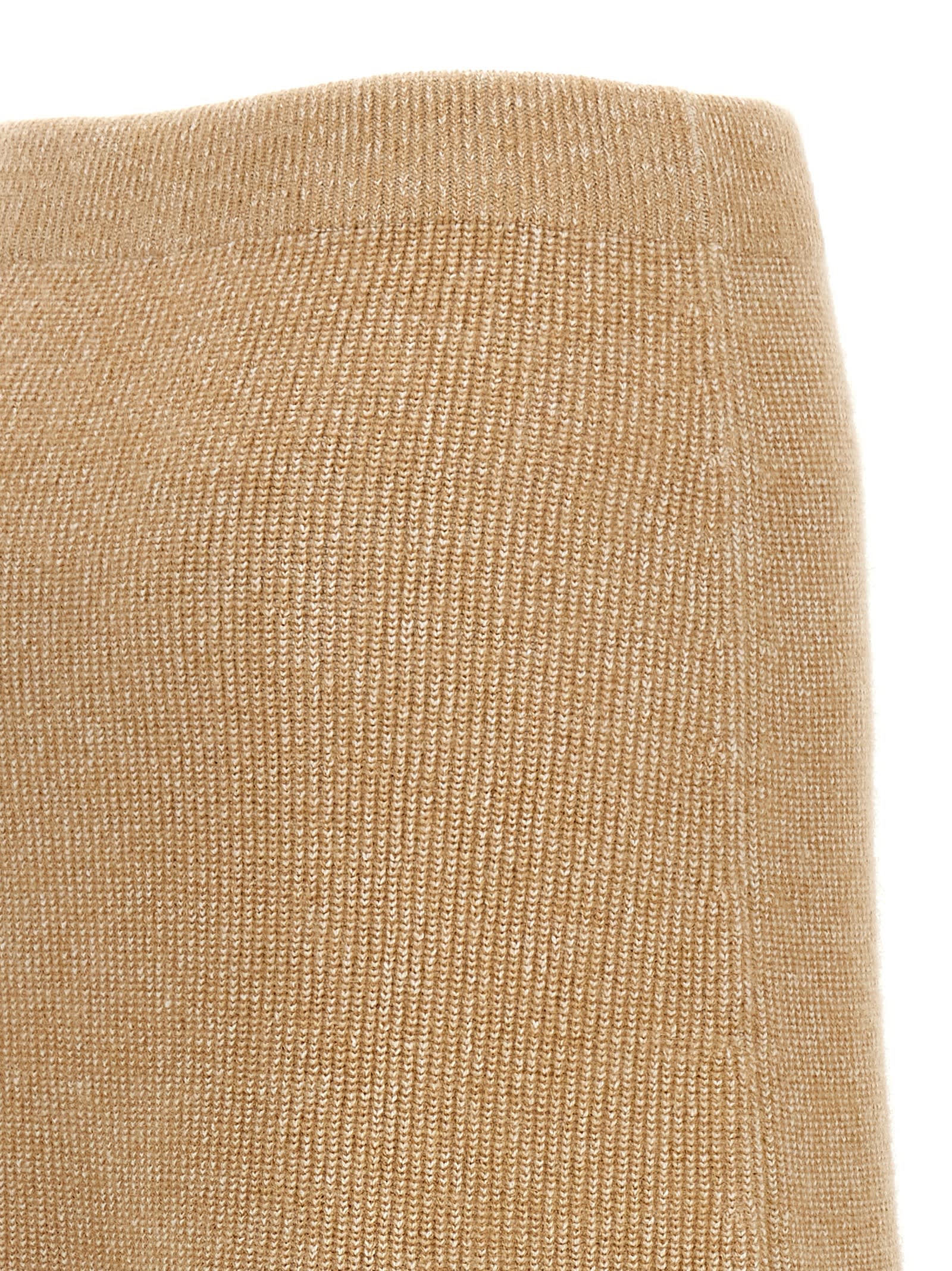 Shop Fabiana Filippi Knitted Flared Skirt In Beige