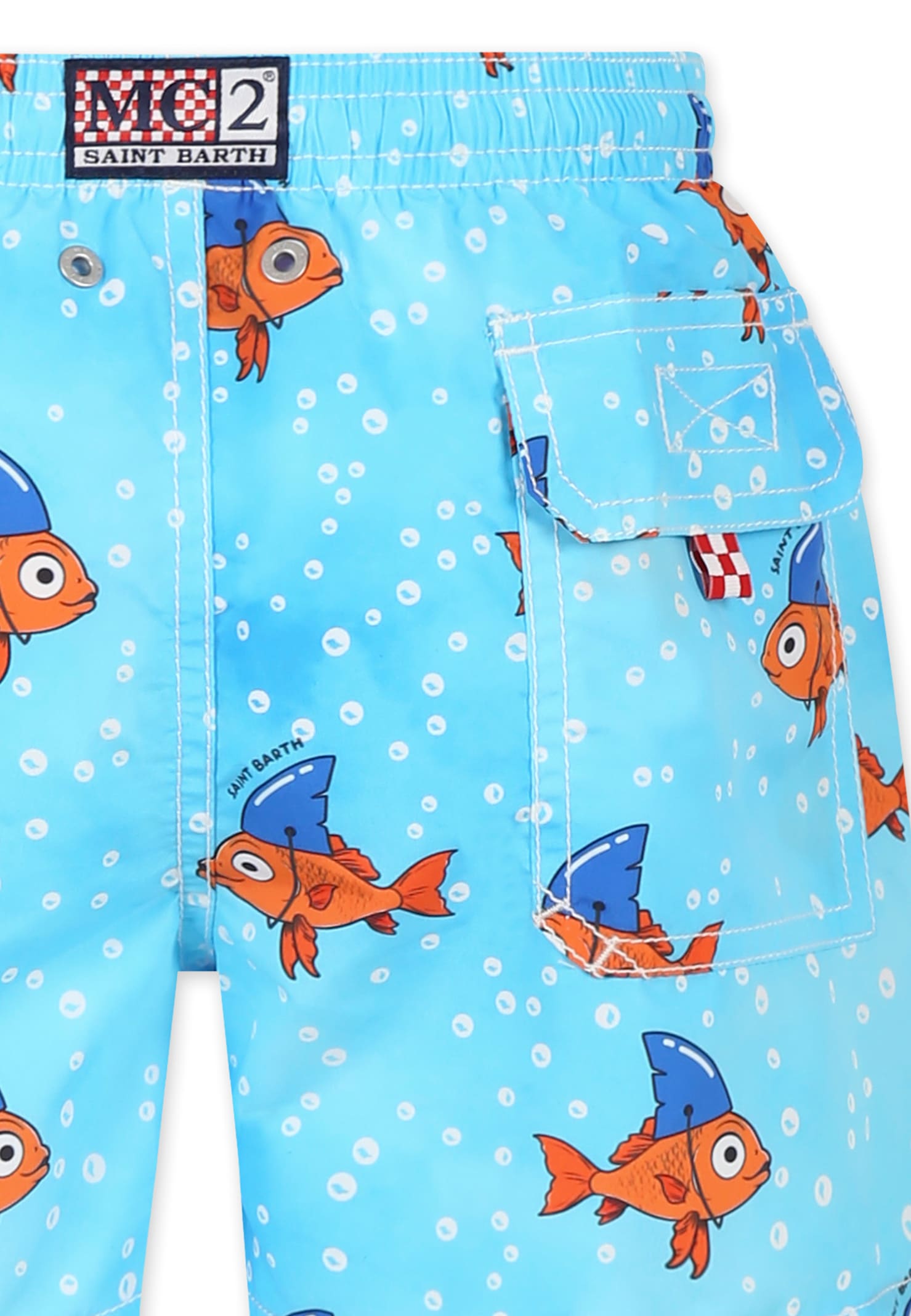 Mc2 Saint Barth Printed Swim Shorts In Light Blue