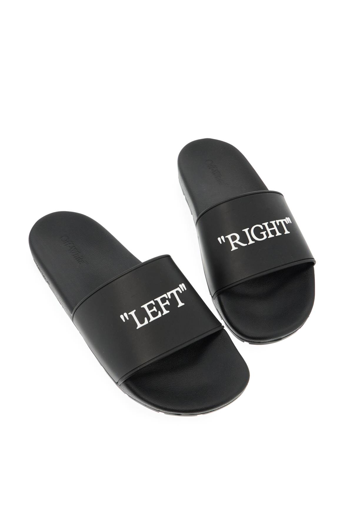 Shop Off-white Rubber Slides For Left And Right In Black - White (black)