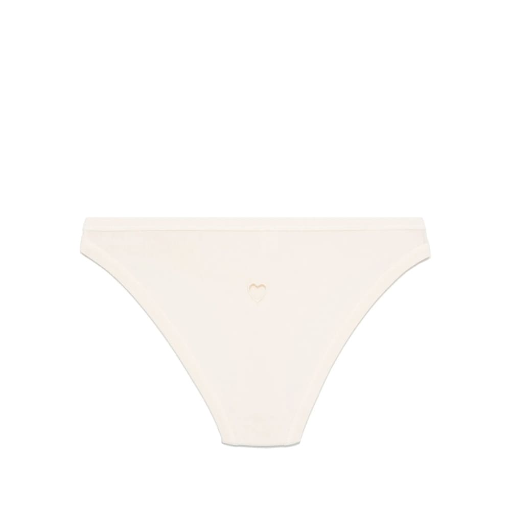 Baserange Heart Bell Fine-ribbed Thong In Metallic