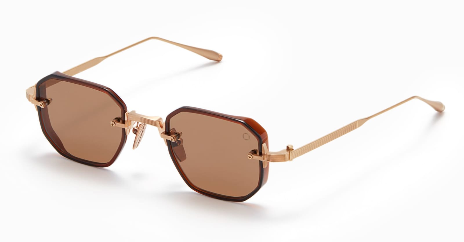 Shop Akoni Juno-two - Brushed Gold / Brown Crystal Sunglasses