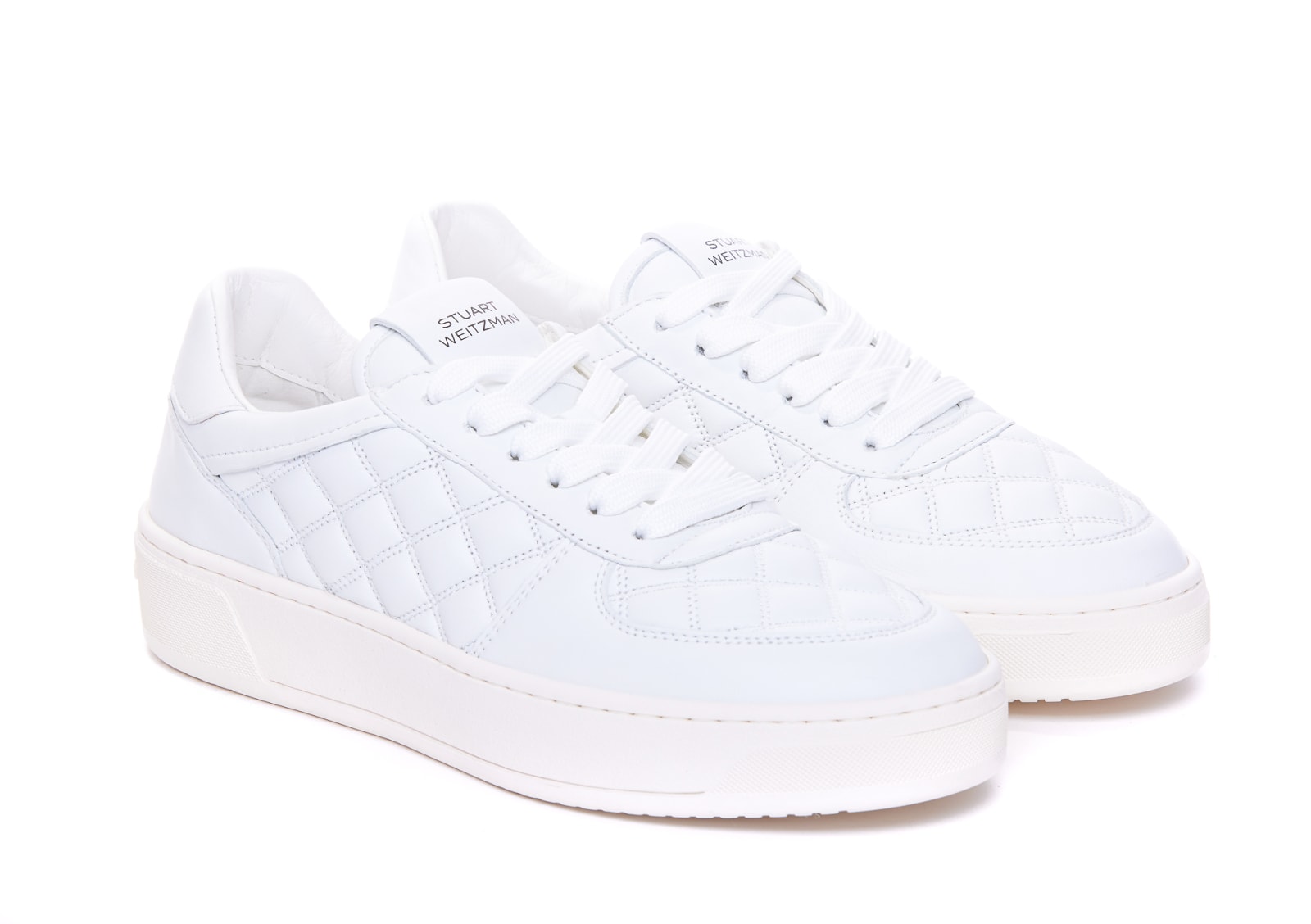 Shop Stuart Weitzman Courtside Sleek Sneakers In White