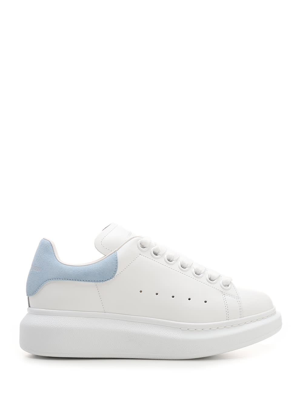 Shop Alexander Mcqueen Oversize Pure White Sneakers In White/powder Blue