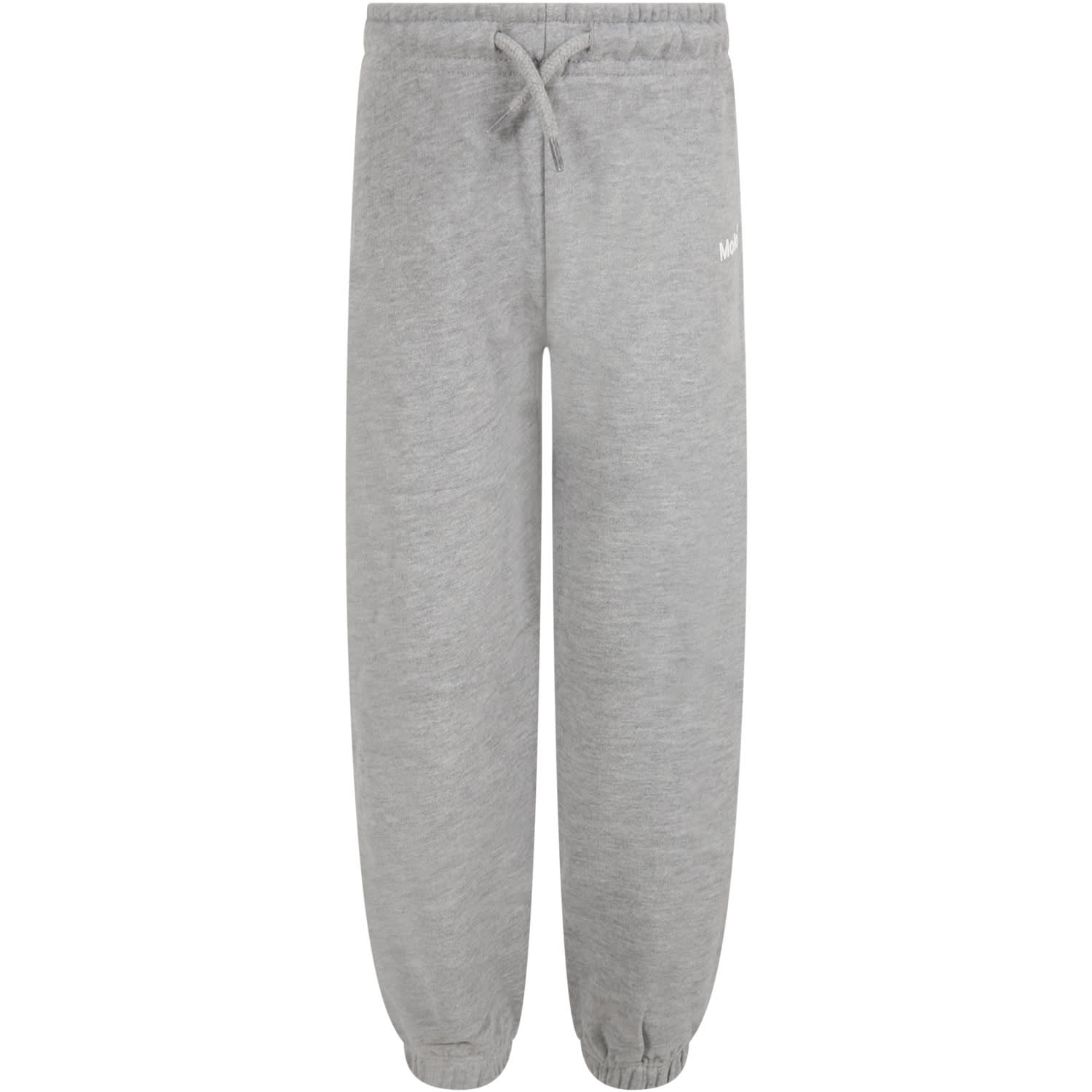 Molo Gray Sweatpants For Kids With White Logo