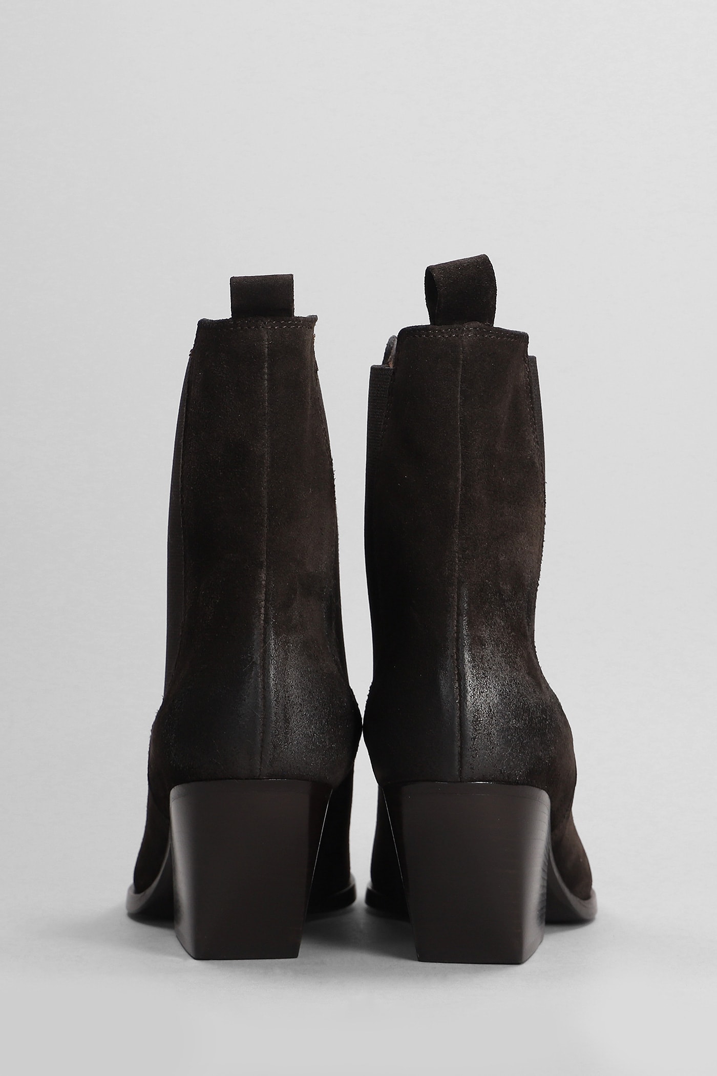 Shop Elena Iachi Texan Ankle Boots In Brown Suede