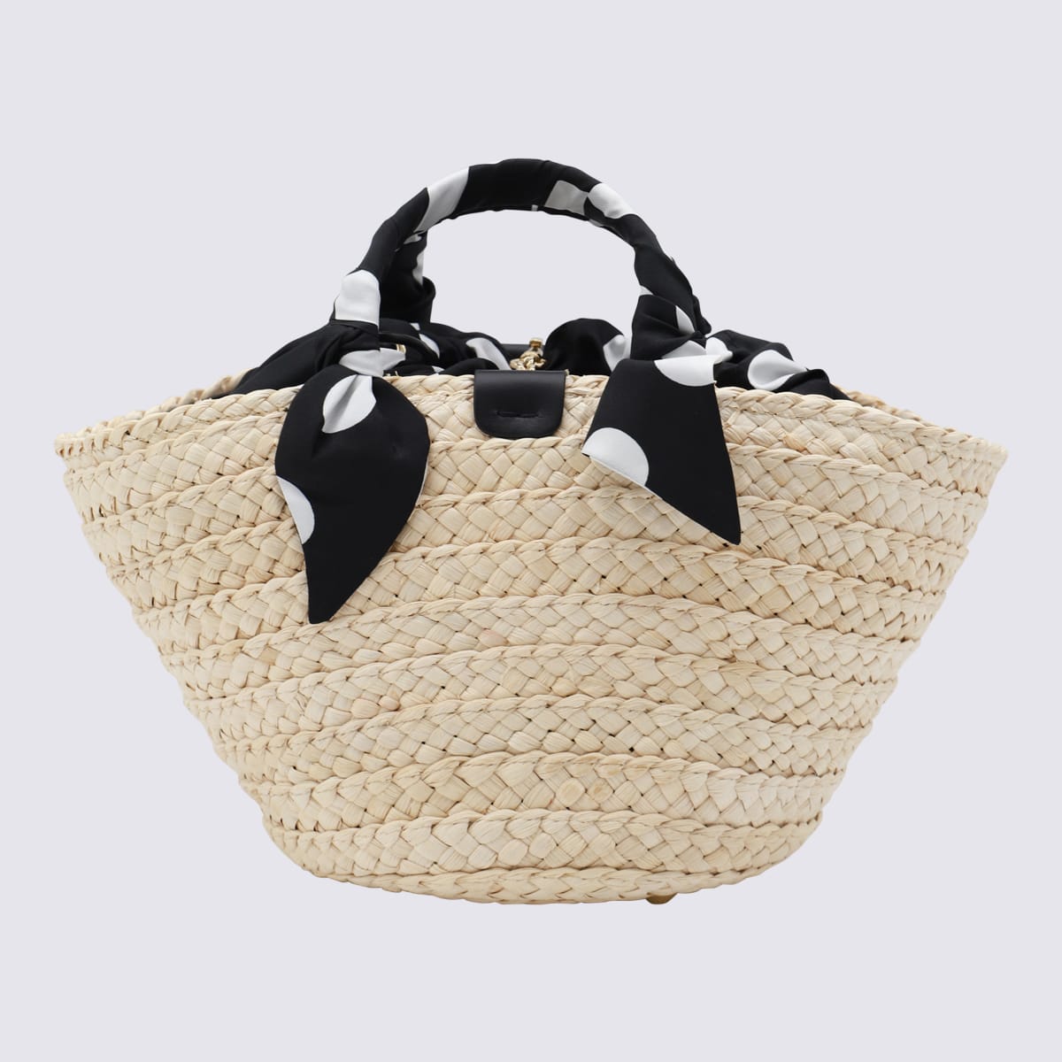 Shop Dolce & Gabbana Black Raffia Satchel In Pois Fdo Nero