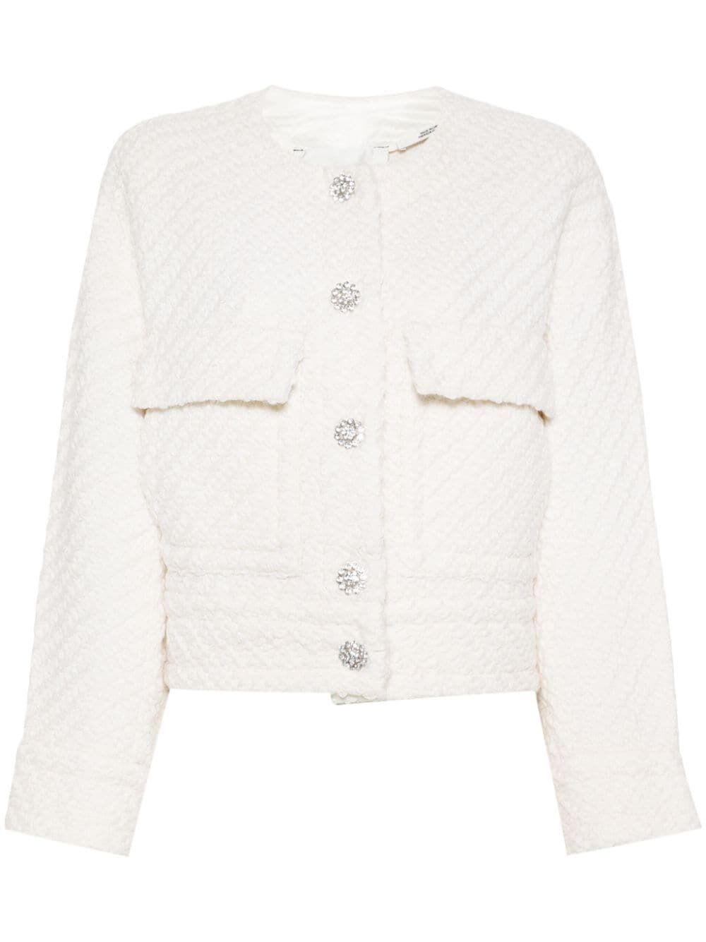 Shop Essentiel Antwerp Gouveau Cropped Jacket In Off White