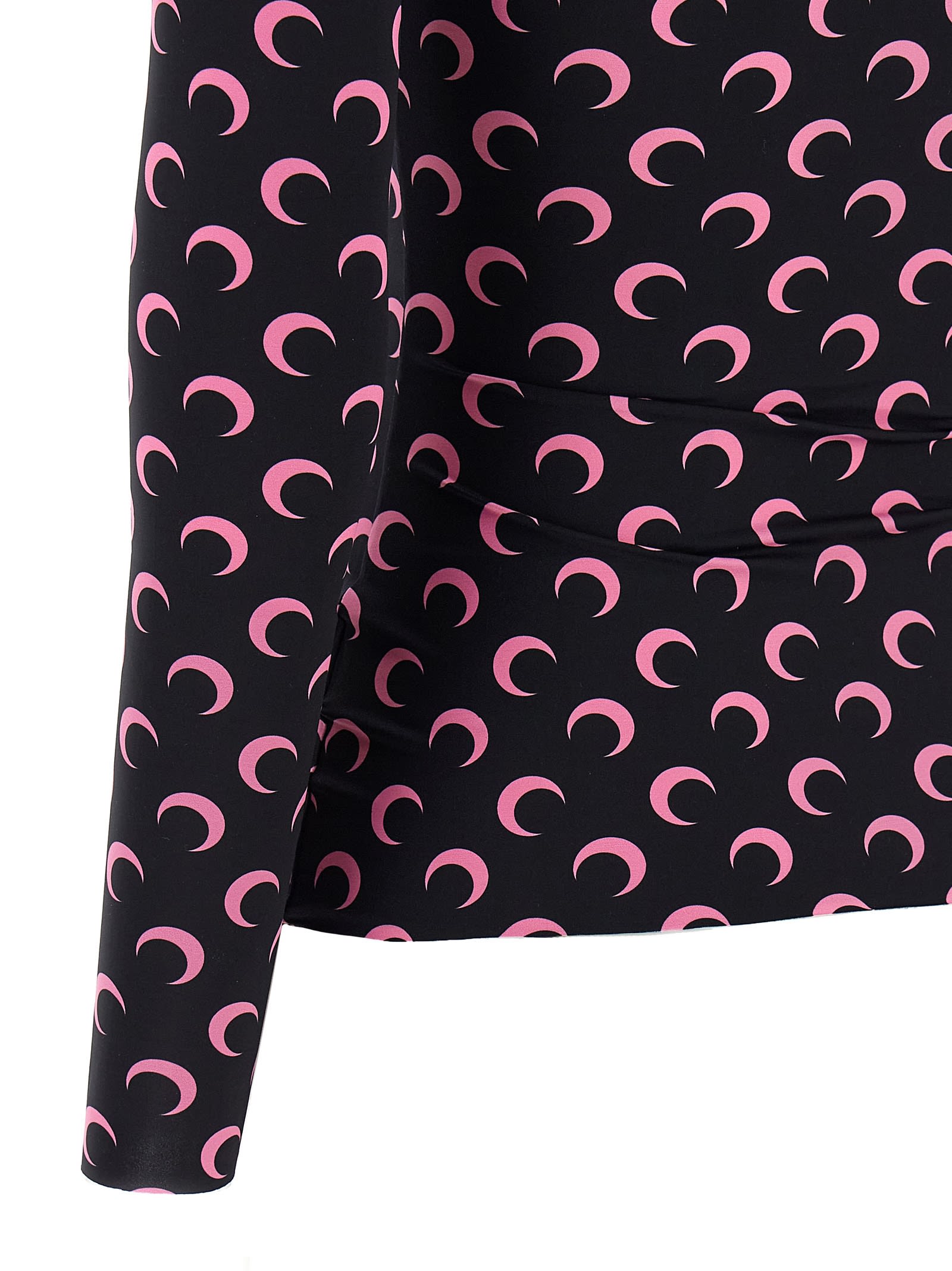 Marine Serre Moon Printed Jersey Second Skin T-shirt Pink In Pink