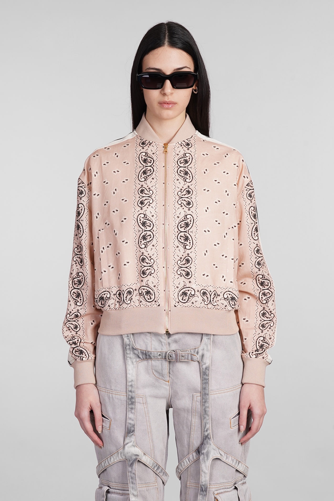 Palm Angels Bomber In Rose-pink Linen