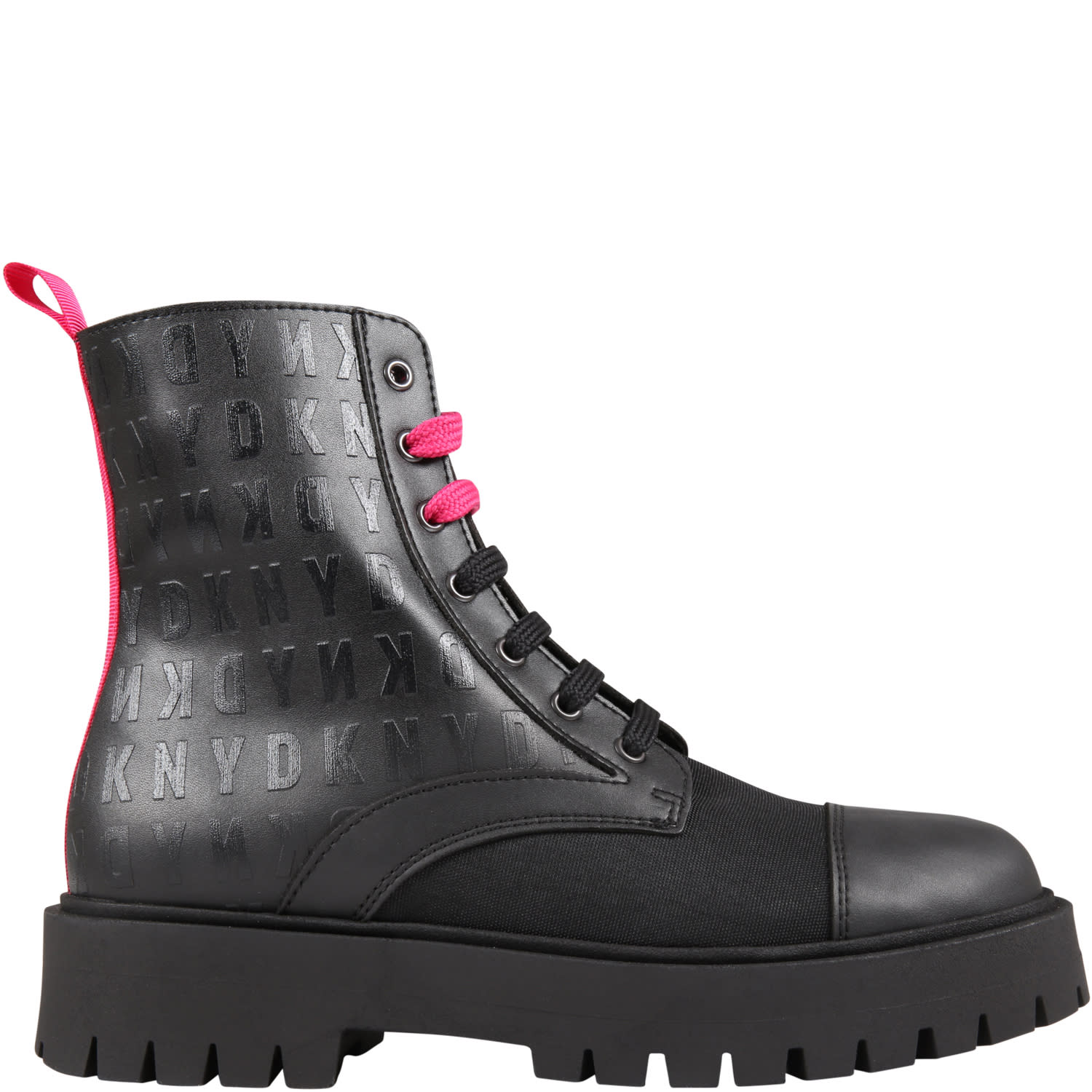 DKNY Black Boots For Girl With Logos