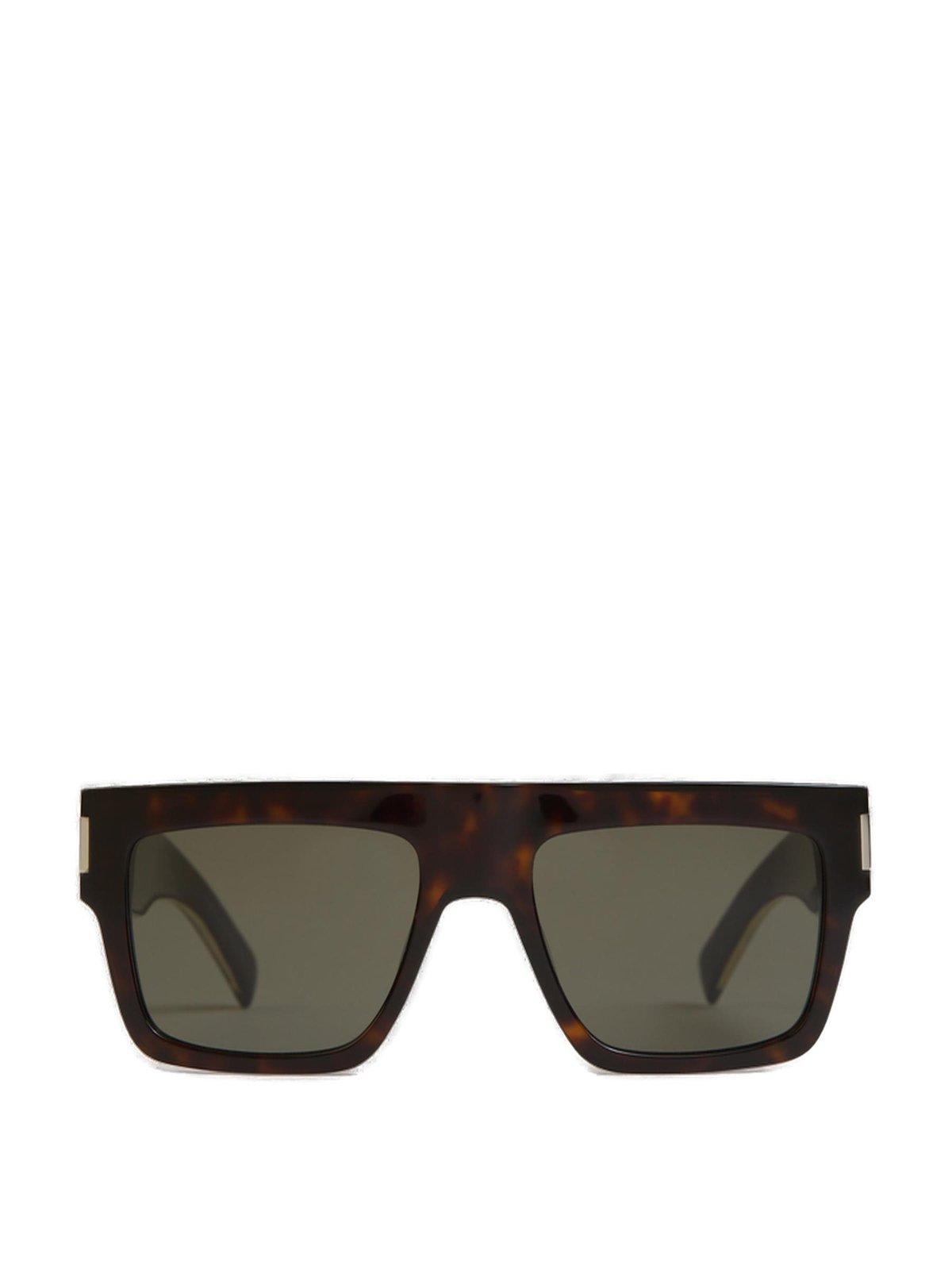 Shop Saint Laurent Square Frame Sunglasses In Black