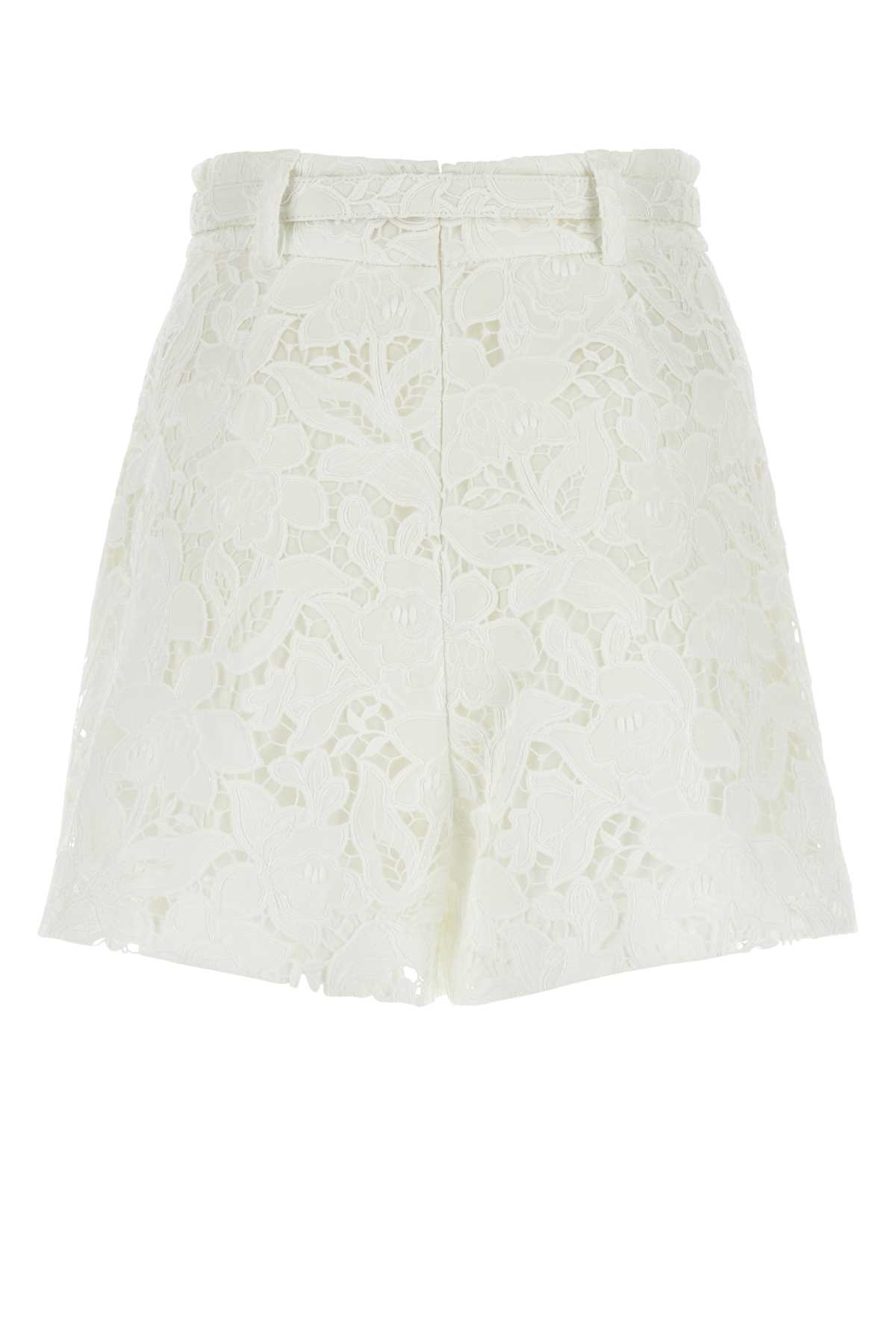 Shop Zimmermann White Lace Shorts In Ivory