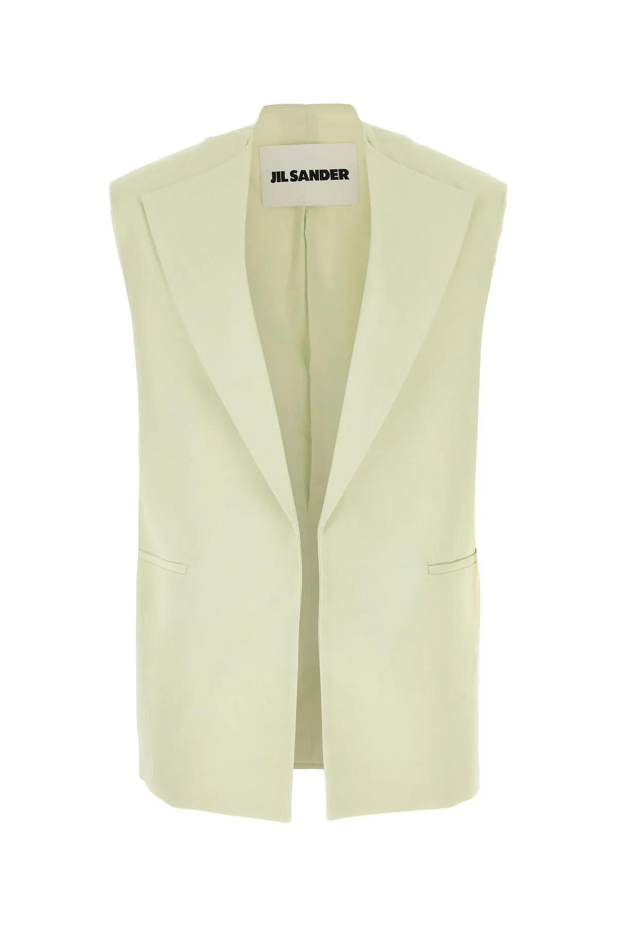 Pastel Green Viscose Blend Sleeveless Blazer