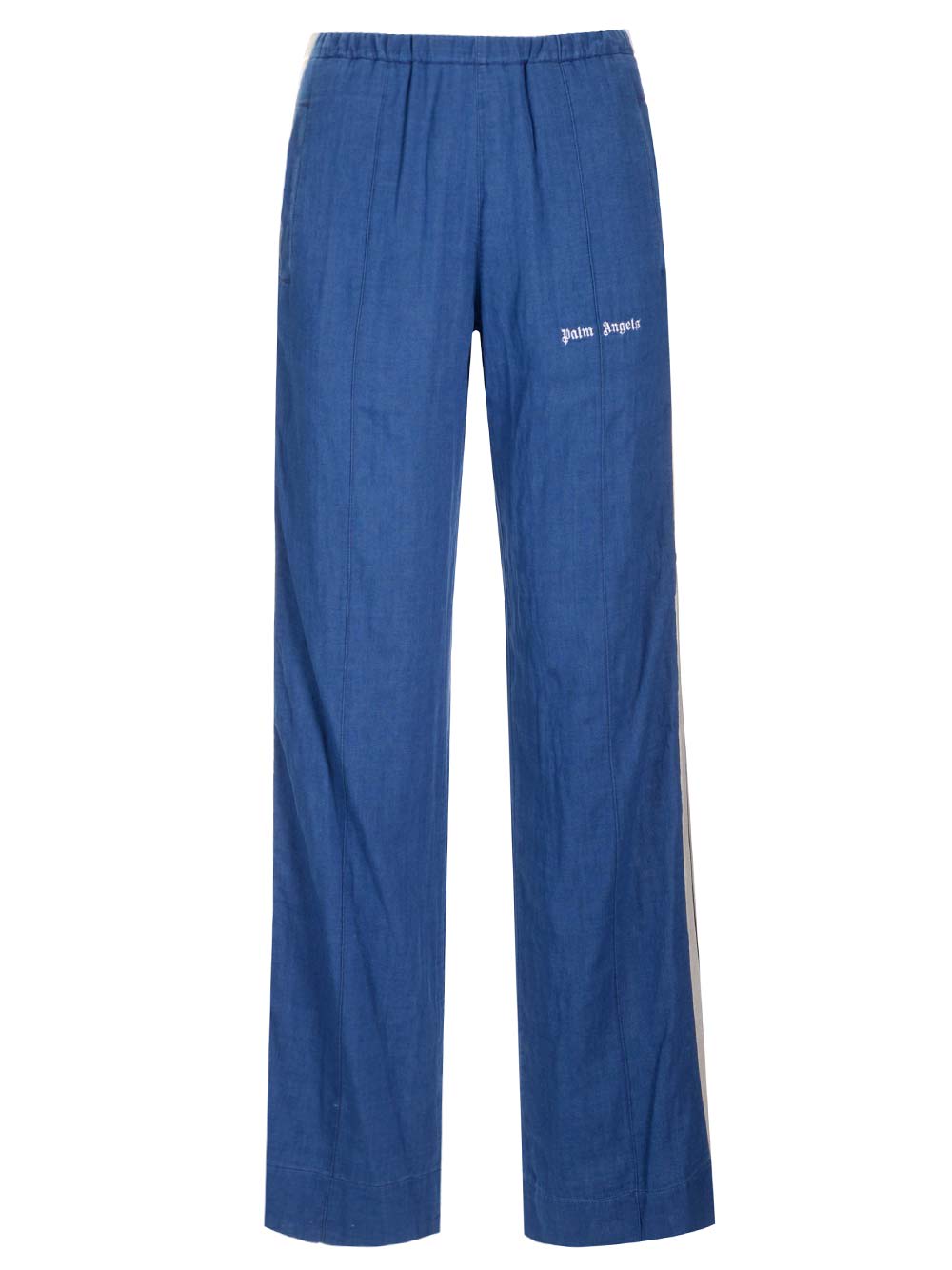 Shop Palm Angels Chambray Track Pants In Inigo Blue Off White